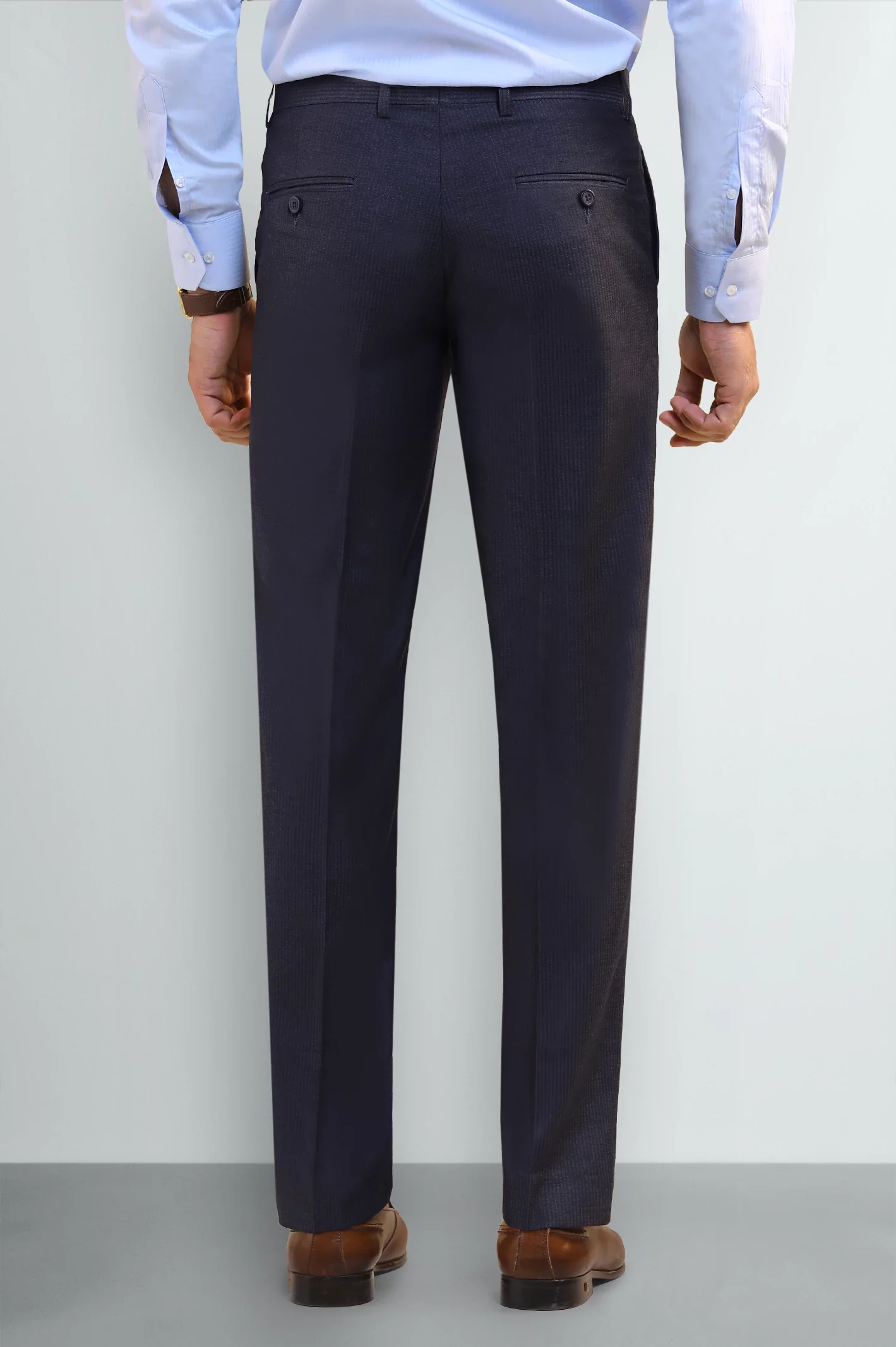 Navy Blue Regular Fit Formal Trouser - Image 3