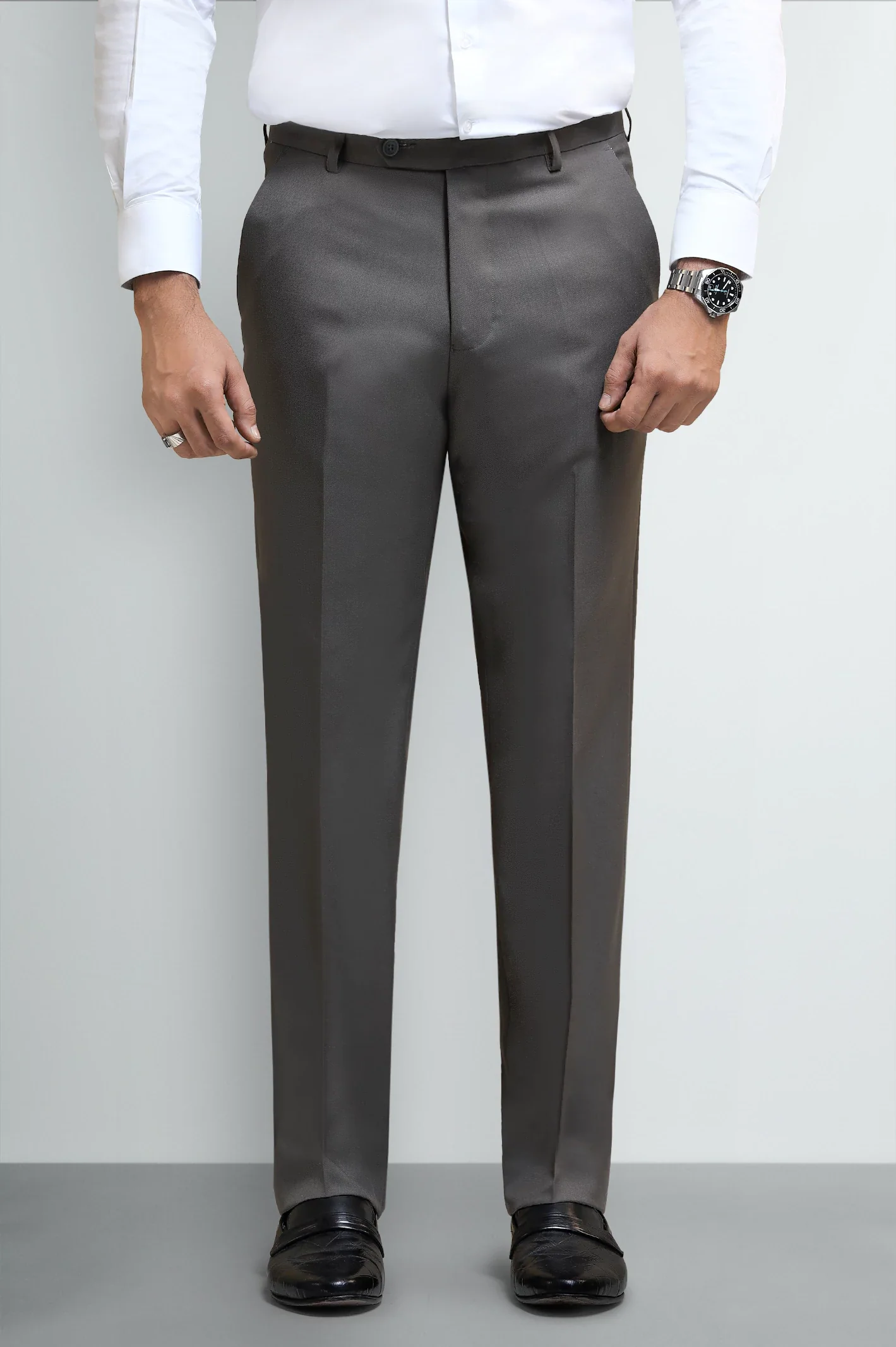 Brown Regular Fit Formal Trouser