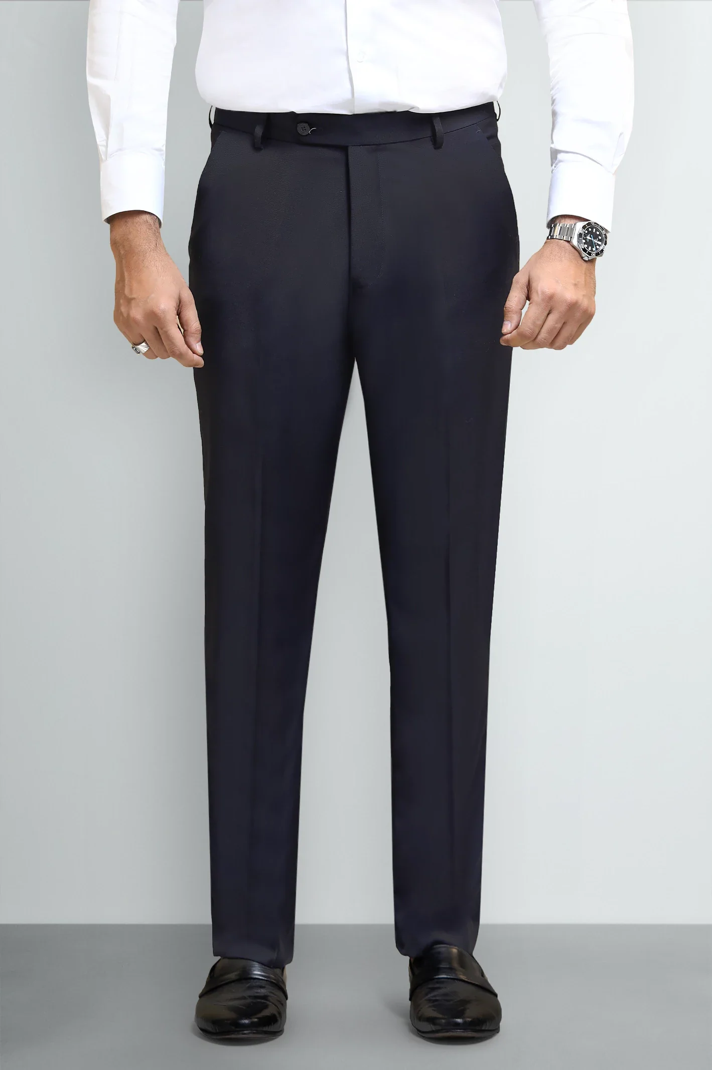 Navy Blue Regular Fit Formal Trouser