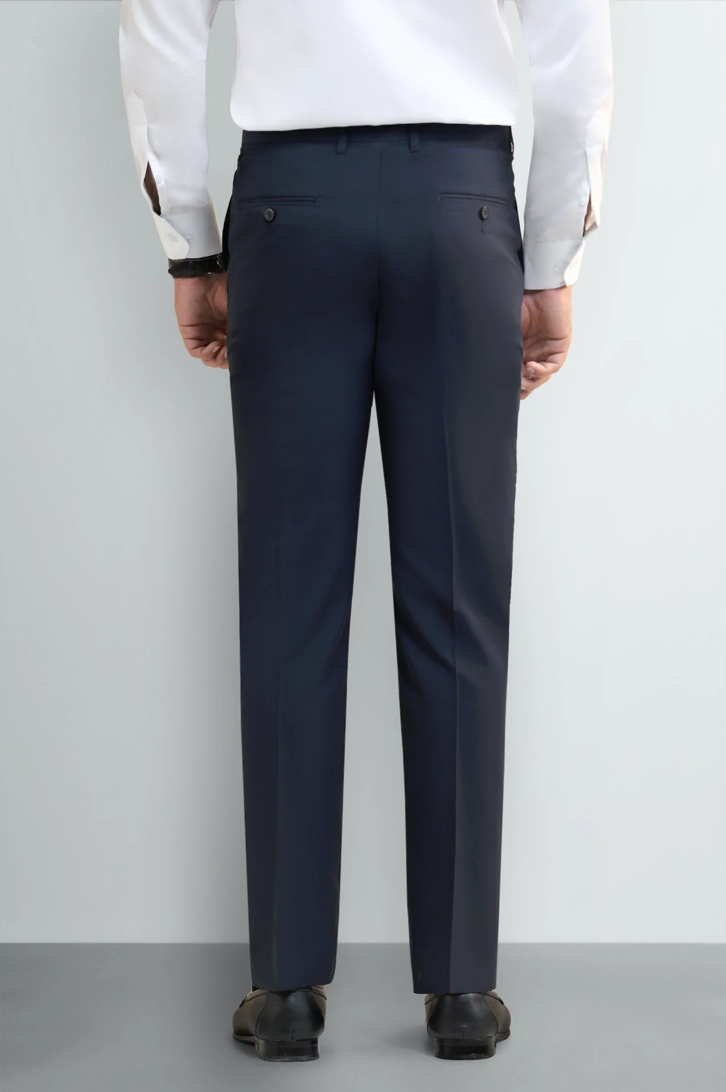 Navy Blue Regular Fit Formal Trouser - Image 3