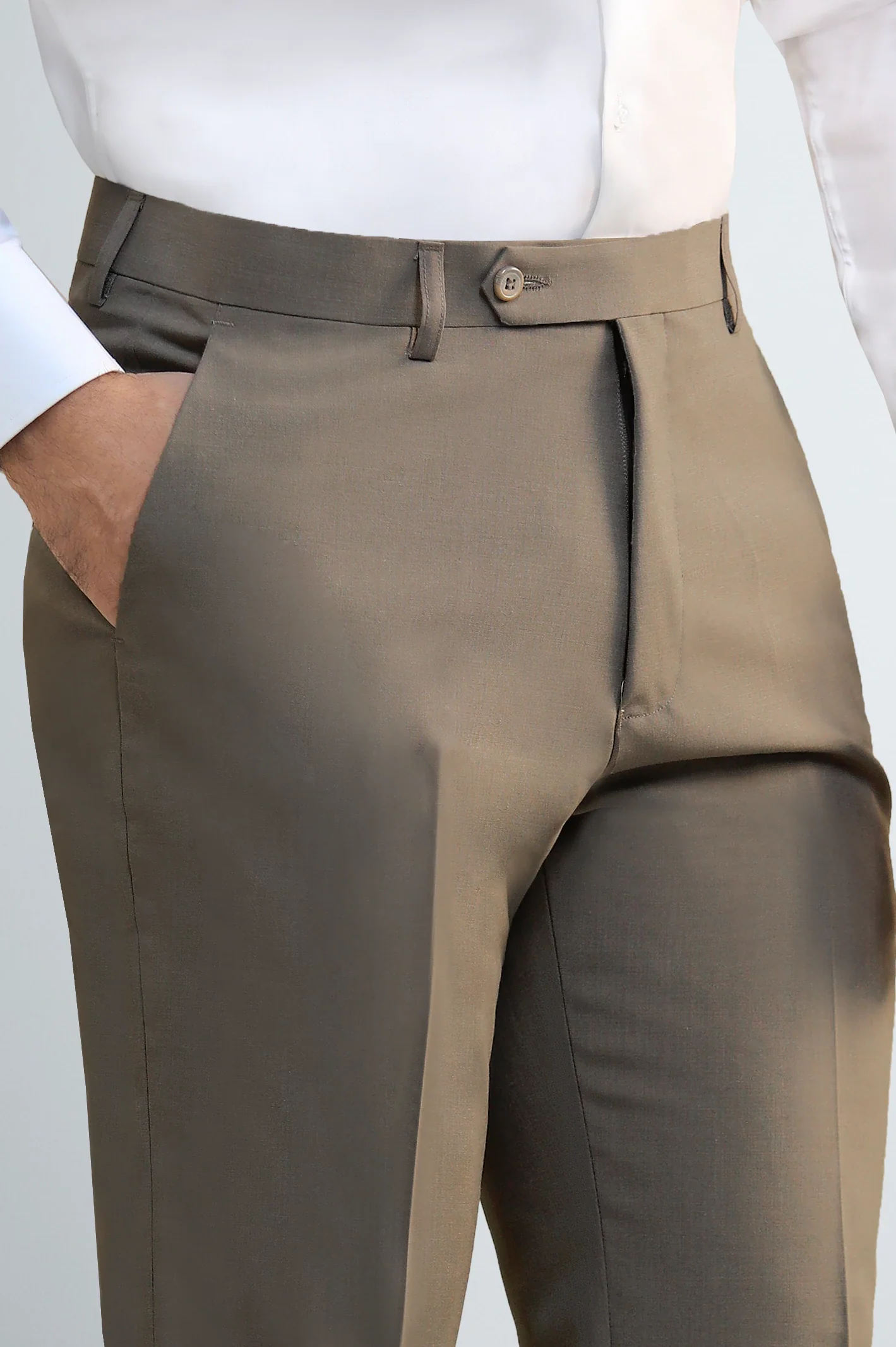 Beige Regular Fit Formal Trouser - Image 2