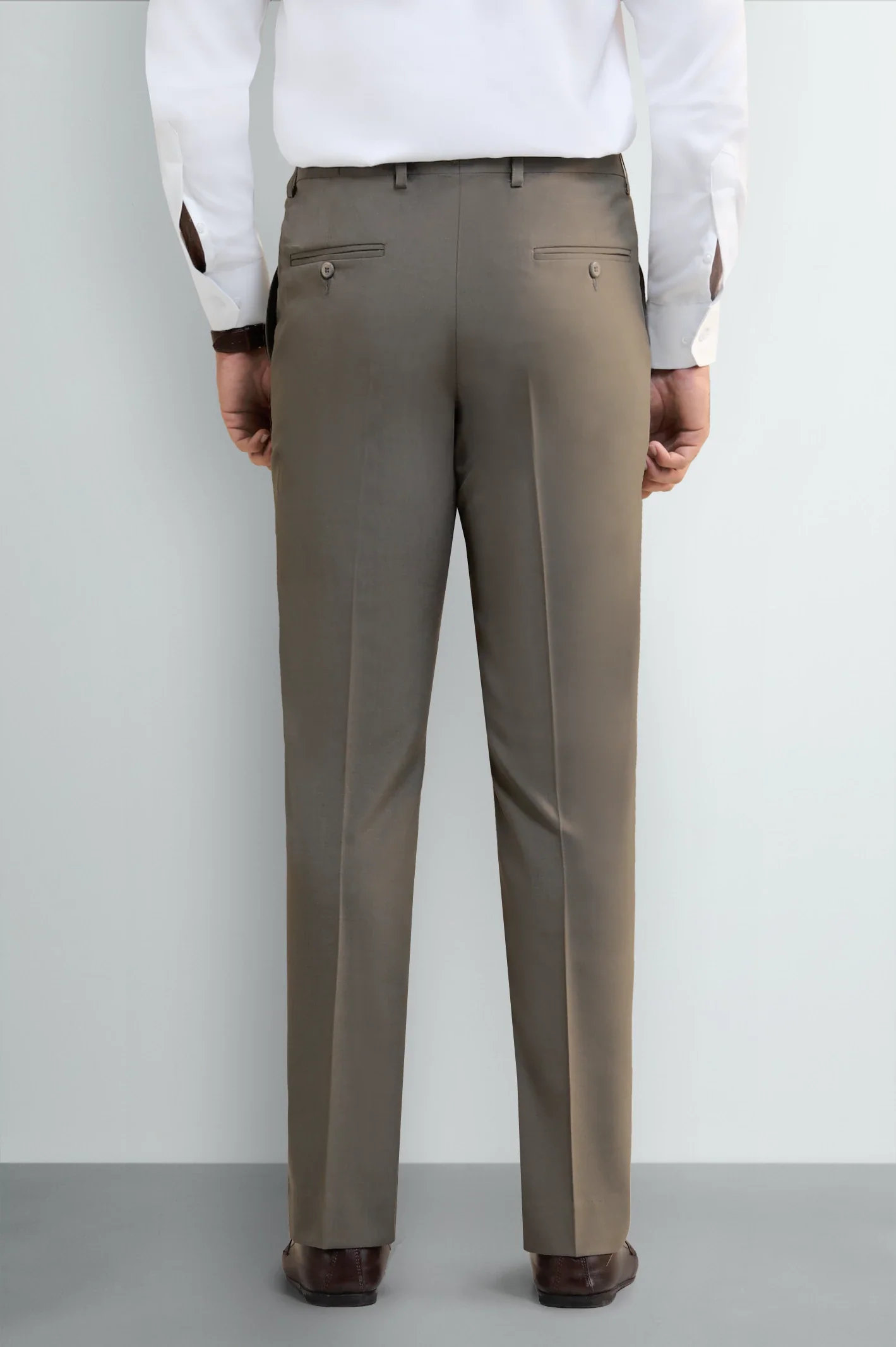 Beige Regular Fit Formal Trouser - Image 3