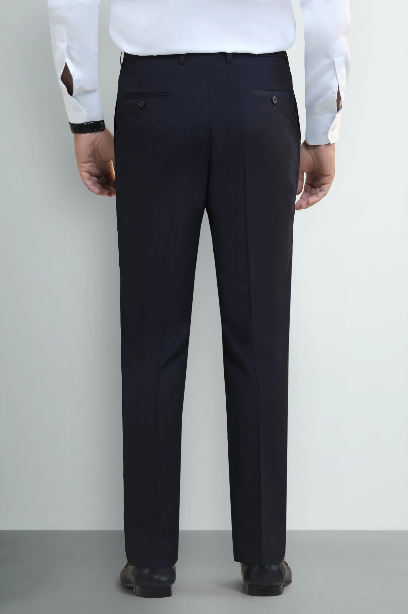 Navy Blue Regular Fit Formal Trouser - Image 3