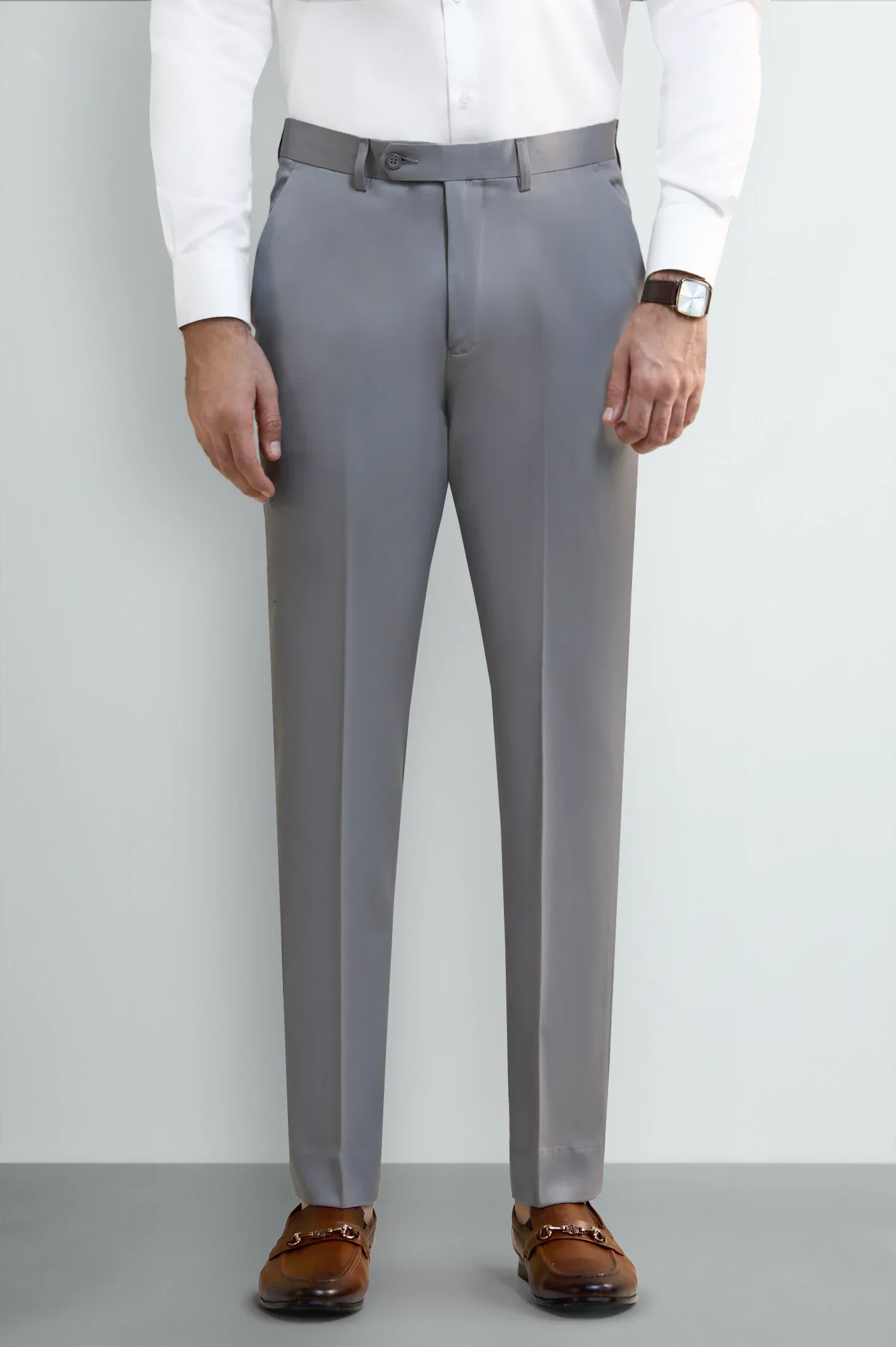 Light Grey Regular Fit Formal Trouser