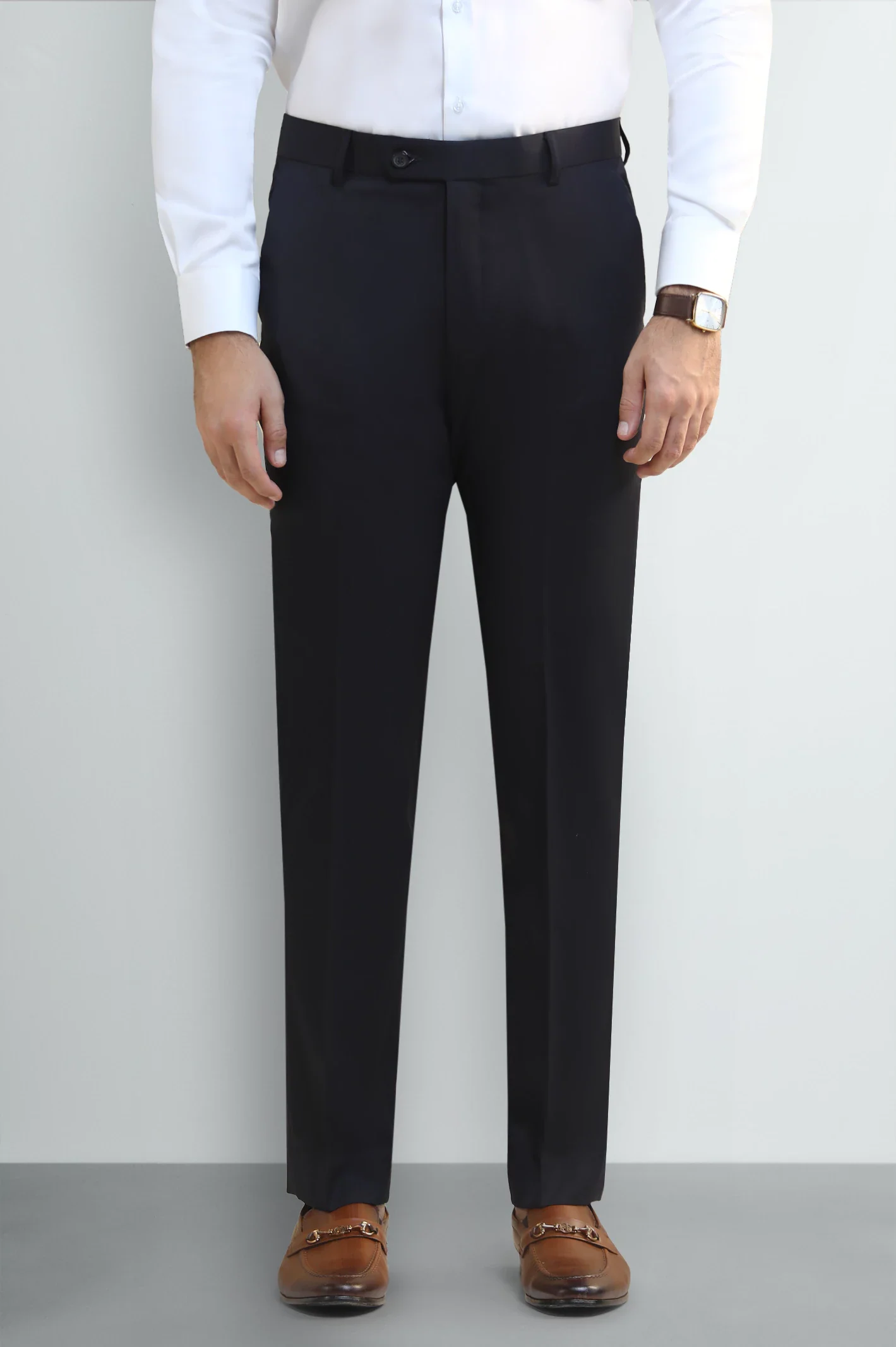 Navy Blue Regular Fit Formal Trouser