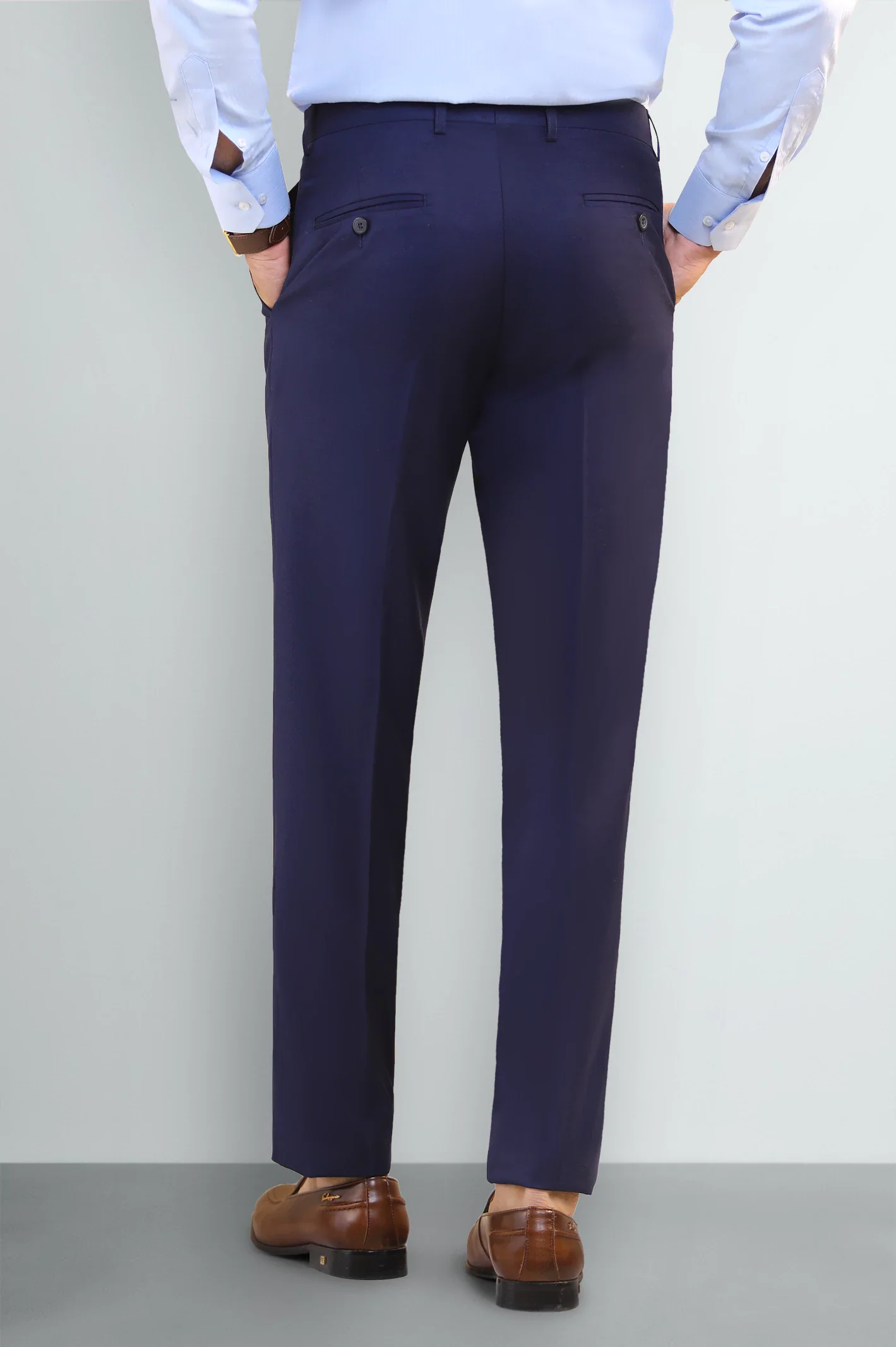 Royal Blue Regular Fit Formal Trouser - Image 3