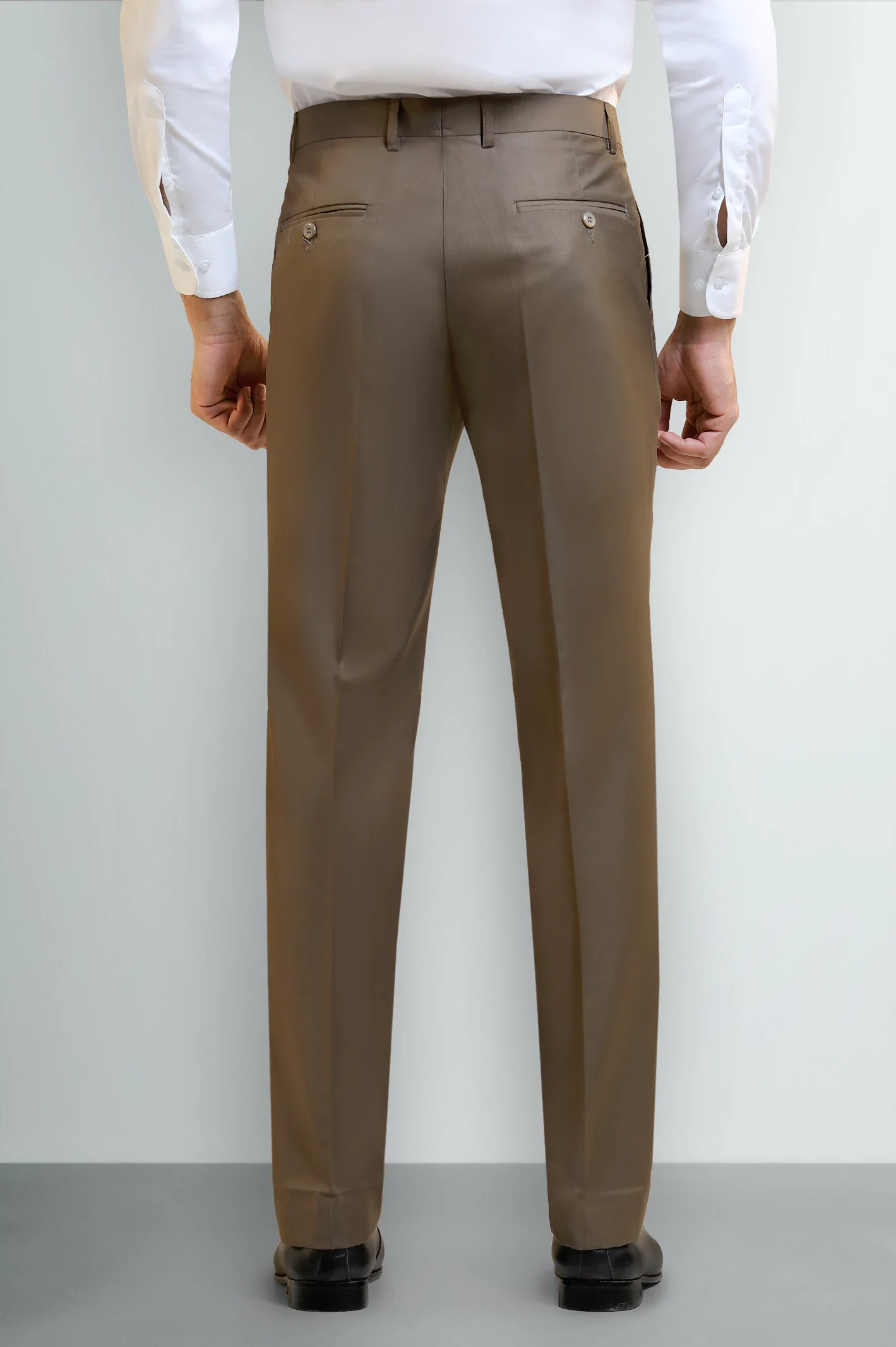 Beige Regular Fit Formal Trouser - Image 3