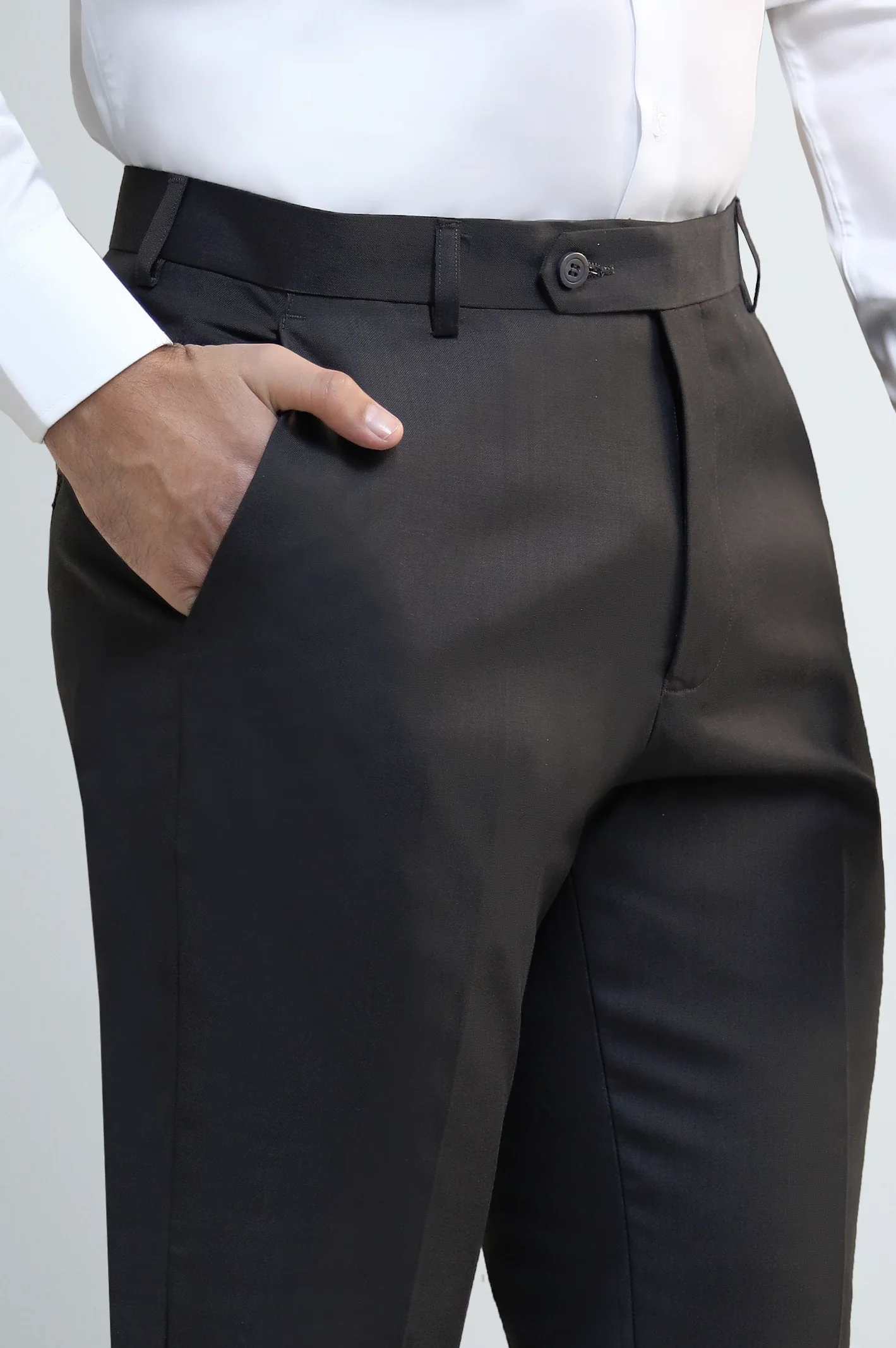 Dark Grey Regular Fit Formal Trouser - Image 2