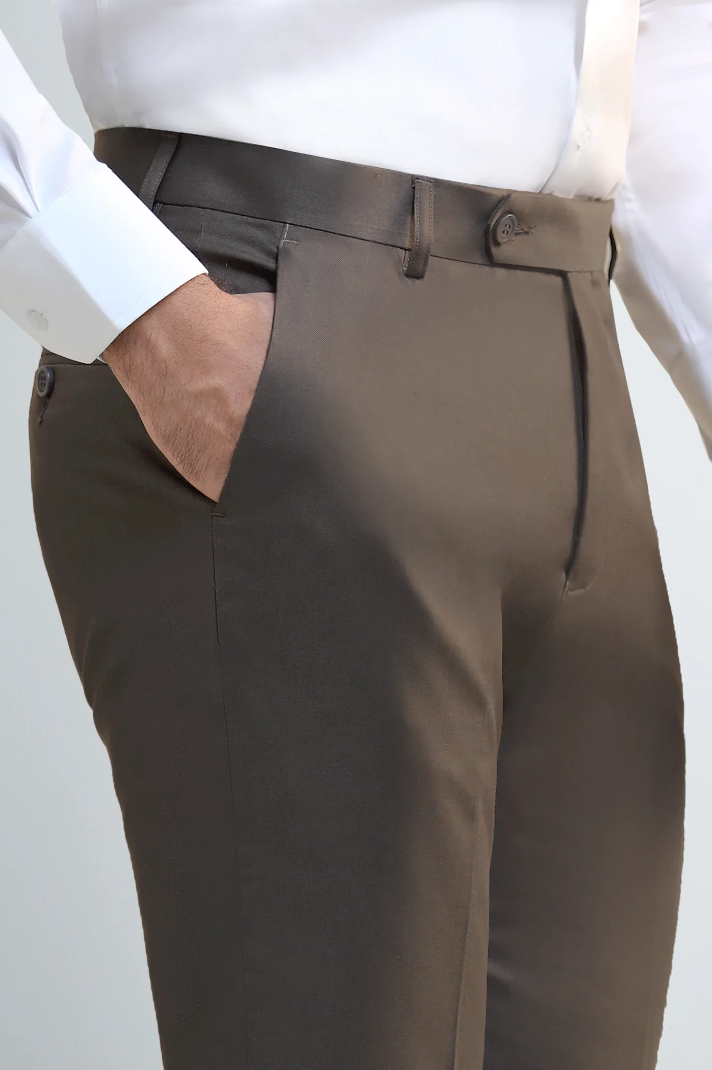 Medium Brown Regular Fit Formal Trouser - Image 2