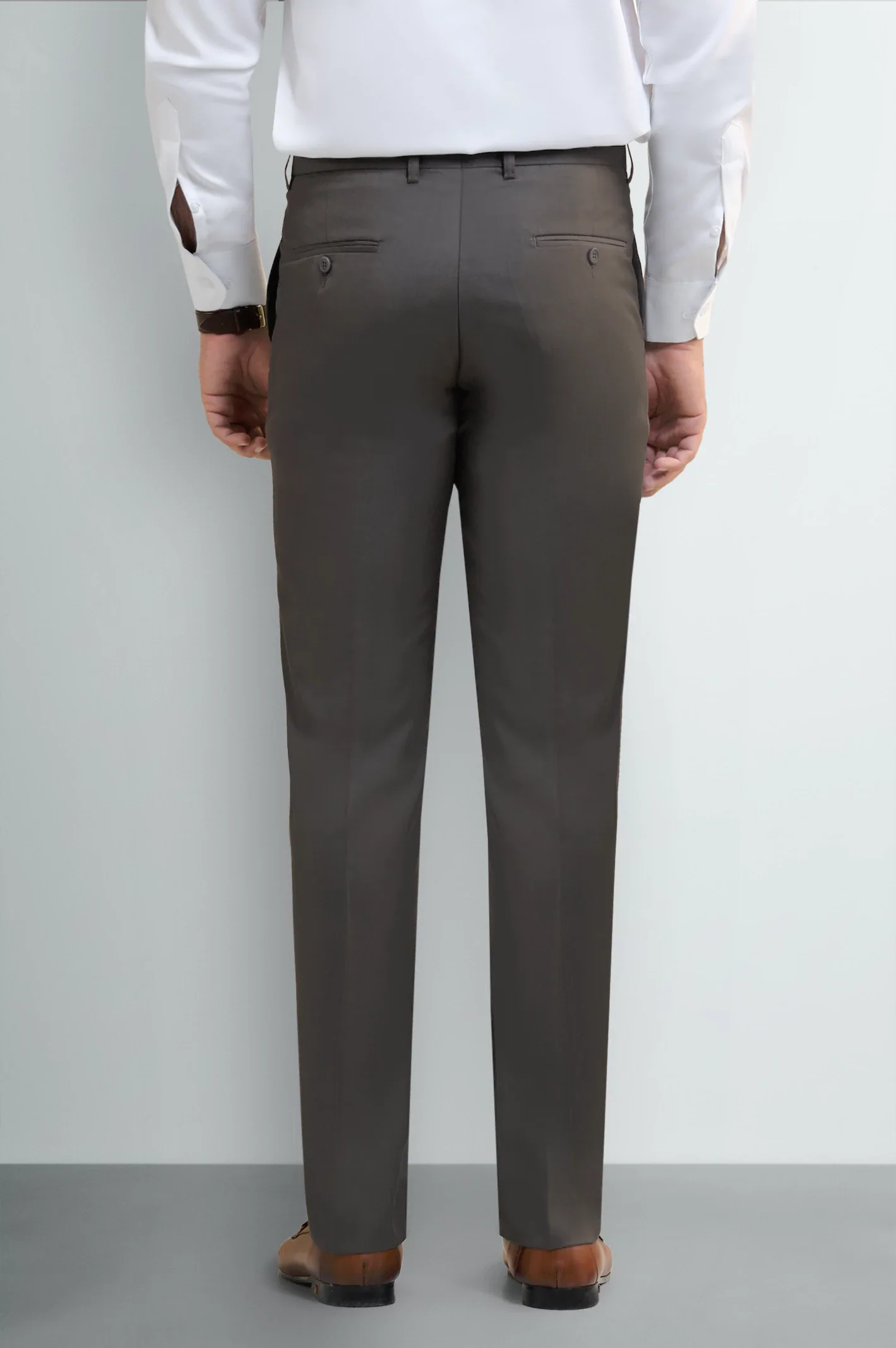 Medium Brown Regular Fit Formal Trouser - Image 3