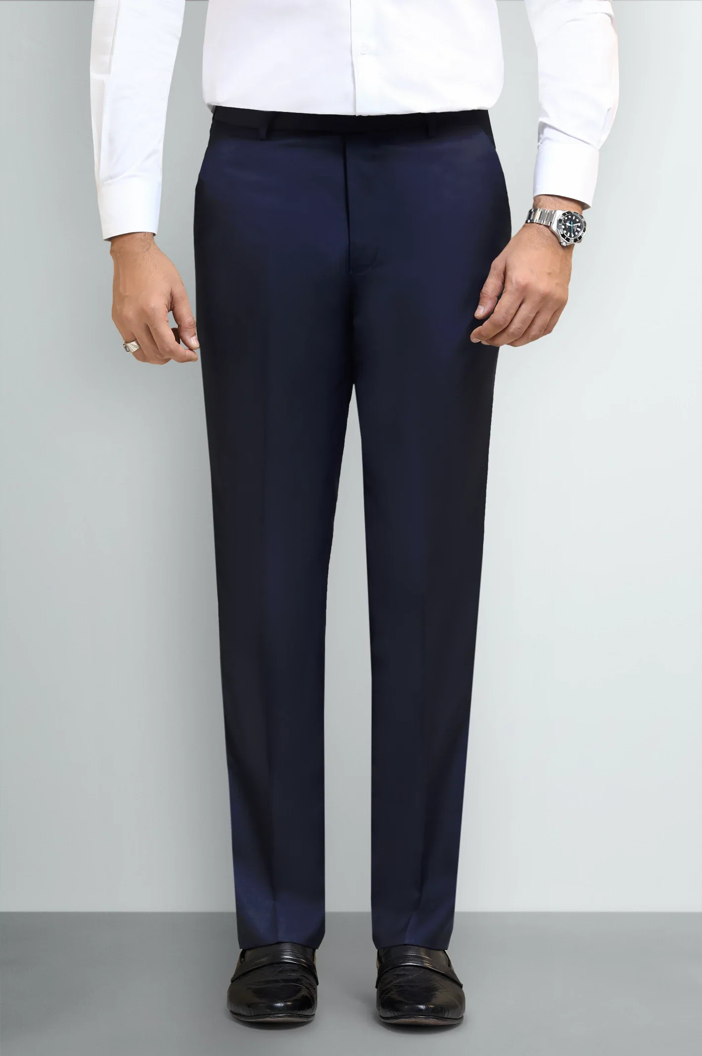 Navy Blue Regular Fit Formal Trouser