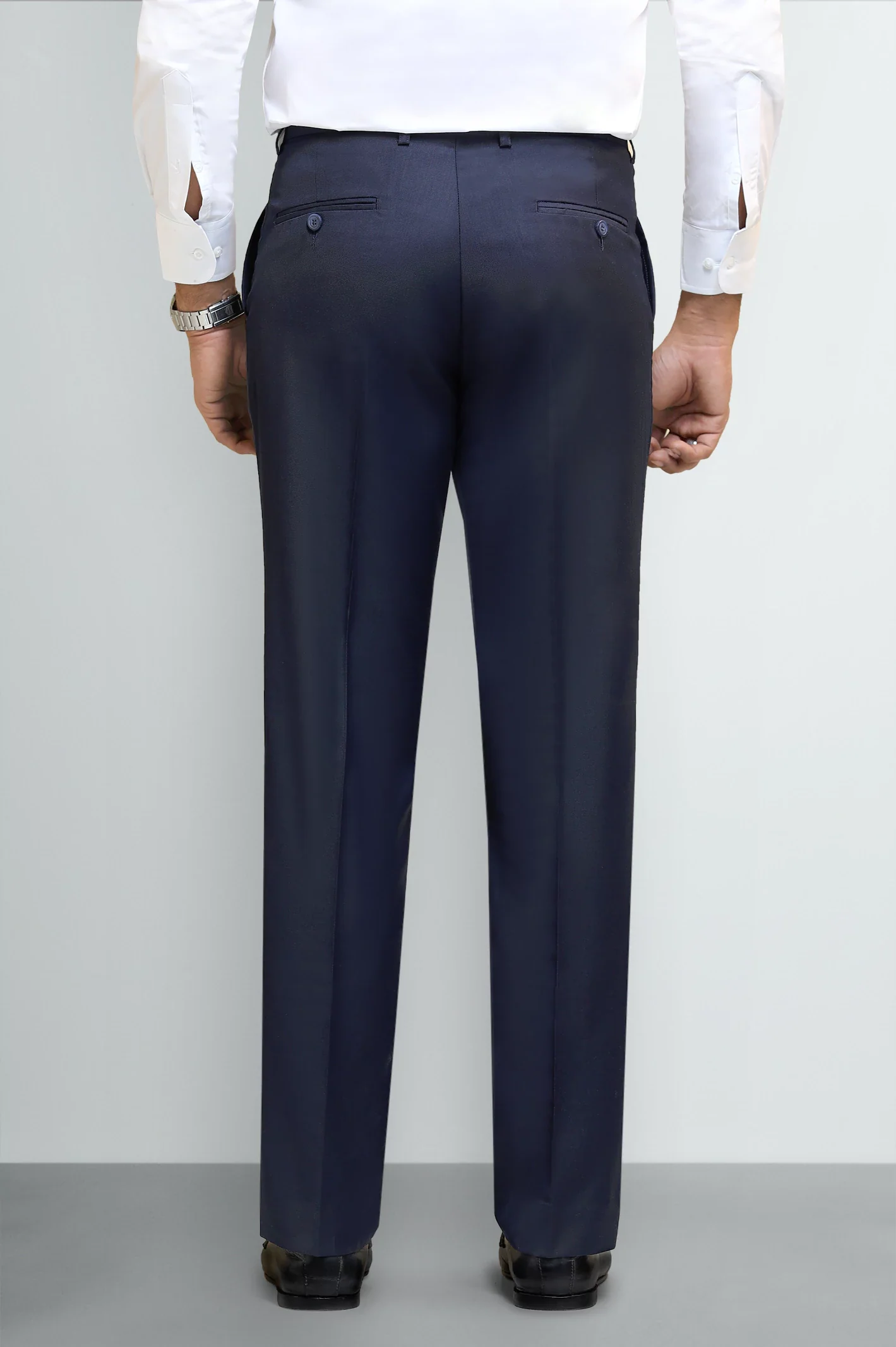 Navy Blue Regular Fit Formal Trouser - Image 3