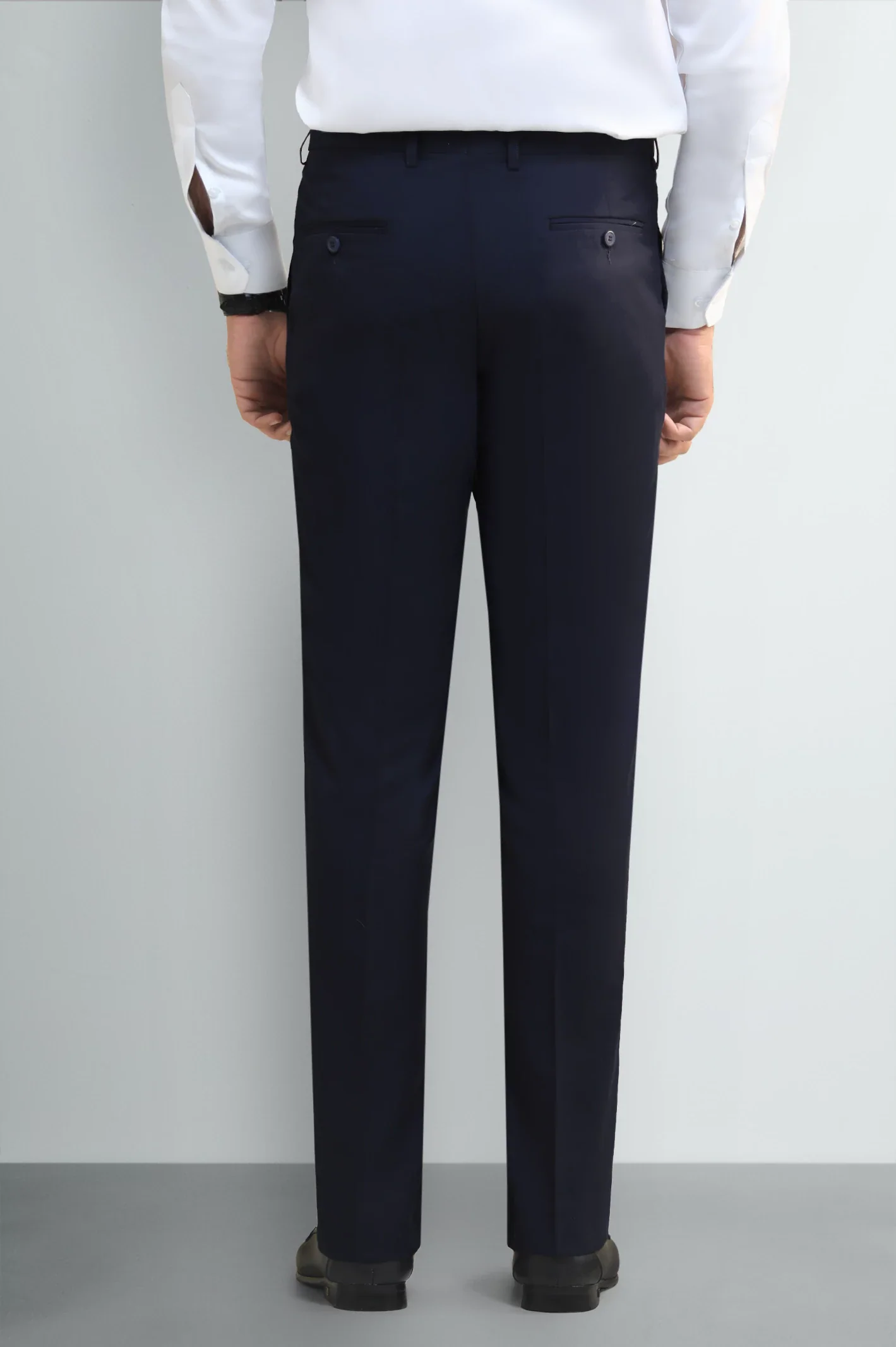 Navy Blue Regular Fit Formal Trouser - Image 3