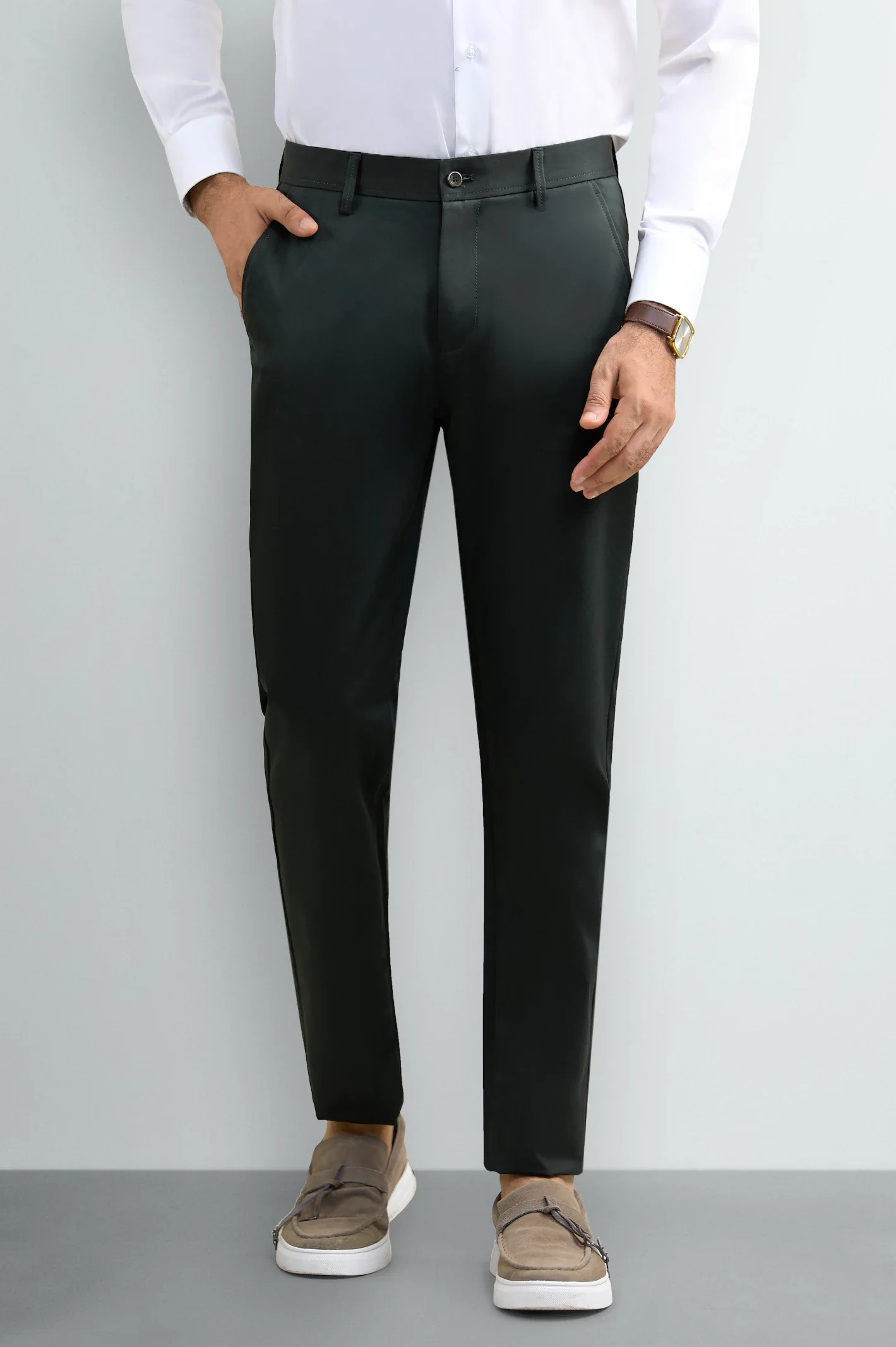 Dark Green Smart Fit Cotton Chino