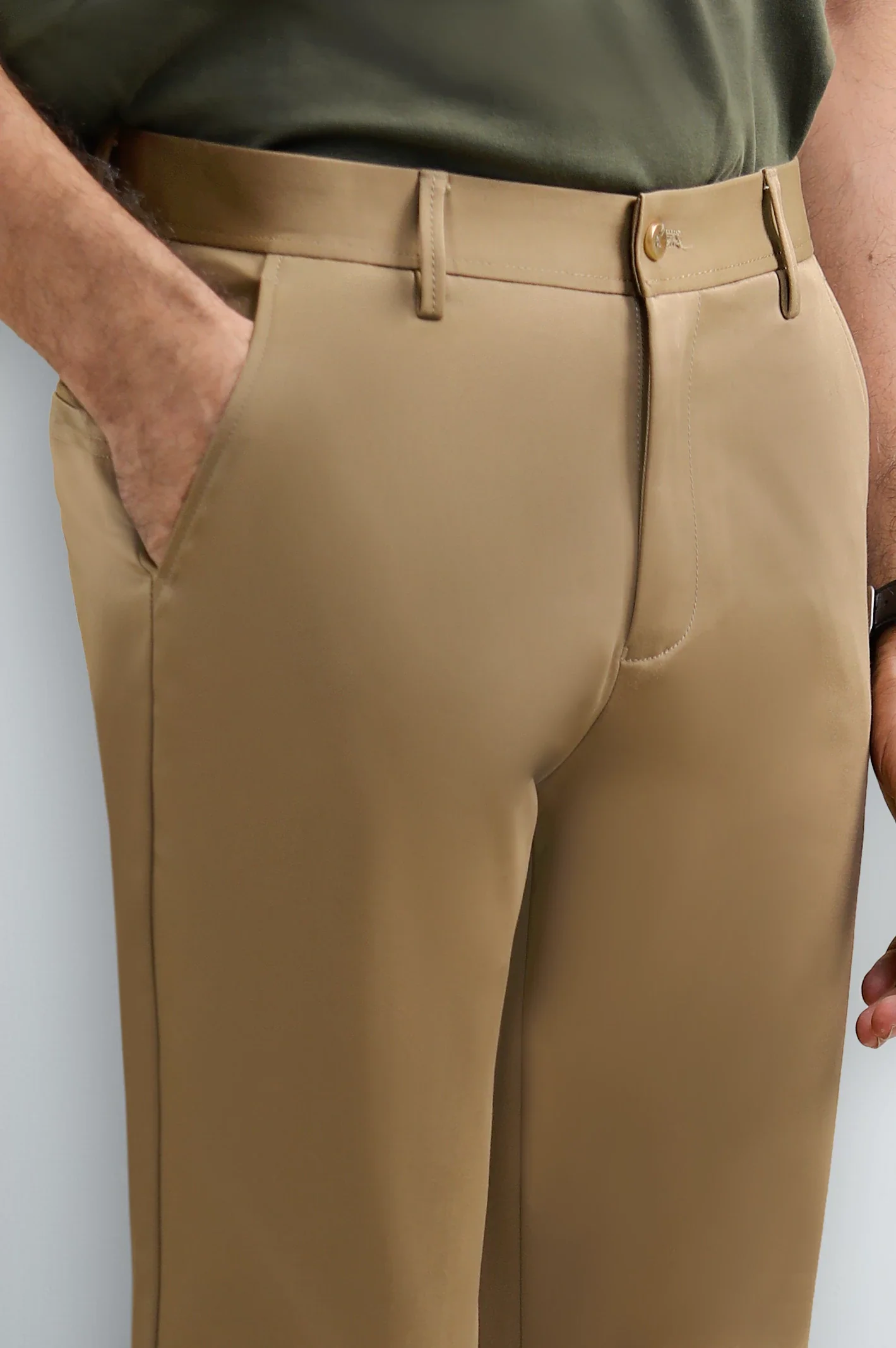 Dark Khaki Smart Fit Cotton Chino - Image 2