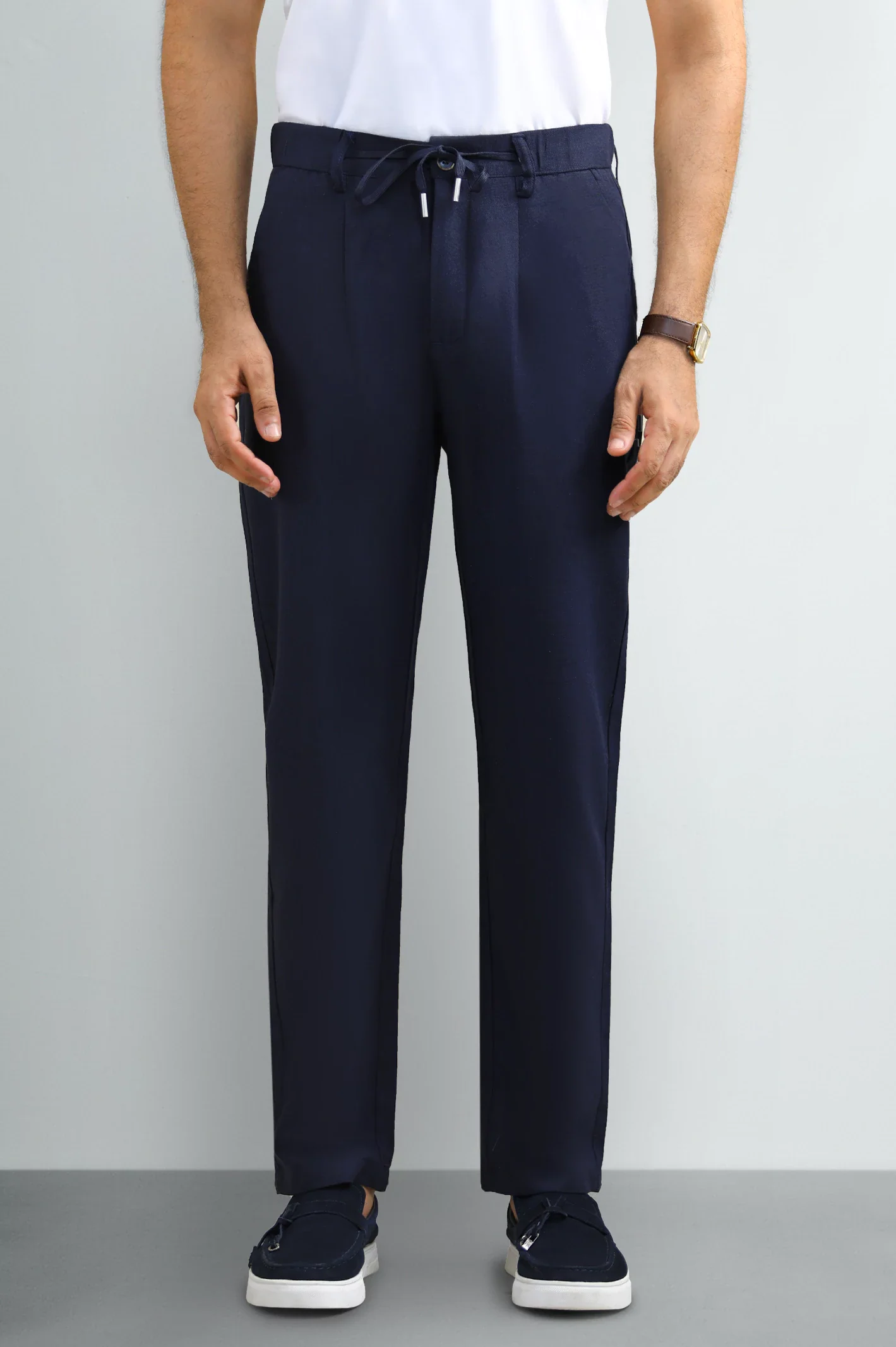 Navy Smart Fit Casual Trouser