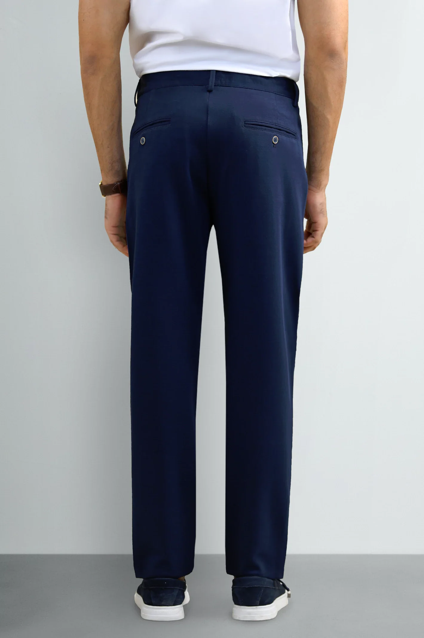 Navy Smart Fit Casual Trouser - Image 3