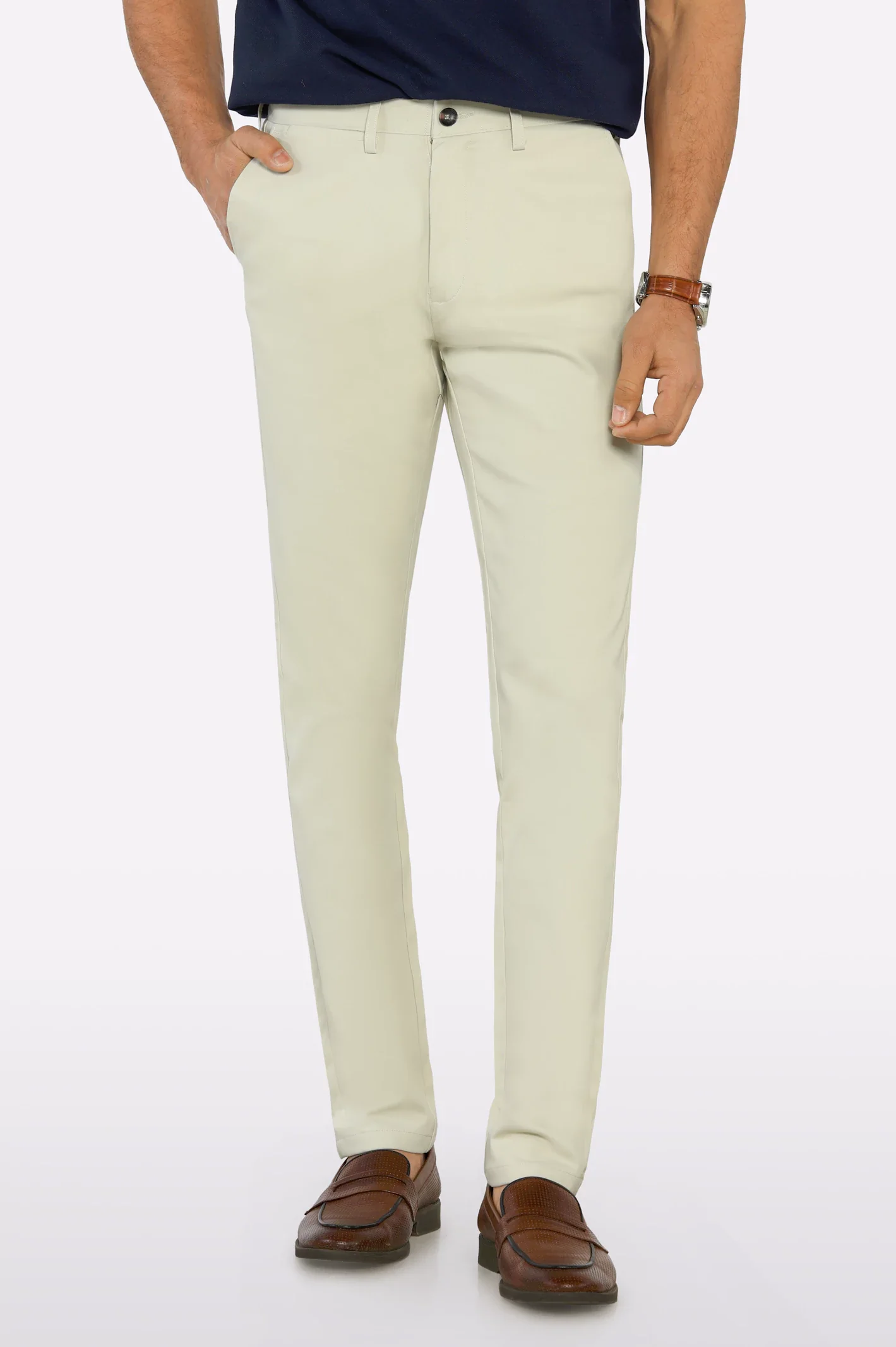 Off White Smart Fit Cotton Chino