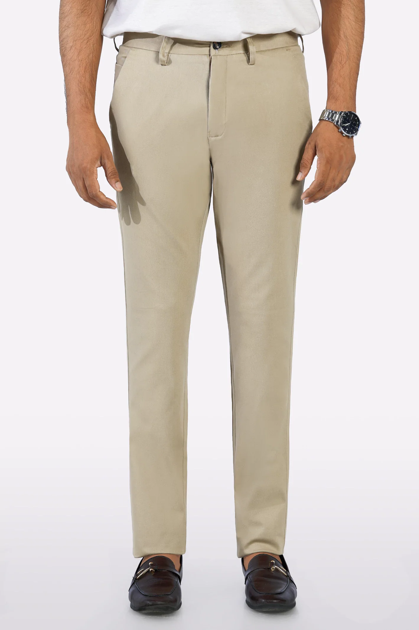 Light Khaki Smart Fit Cotton Chino