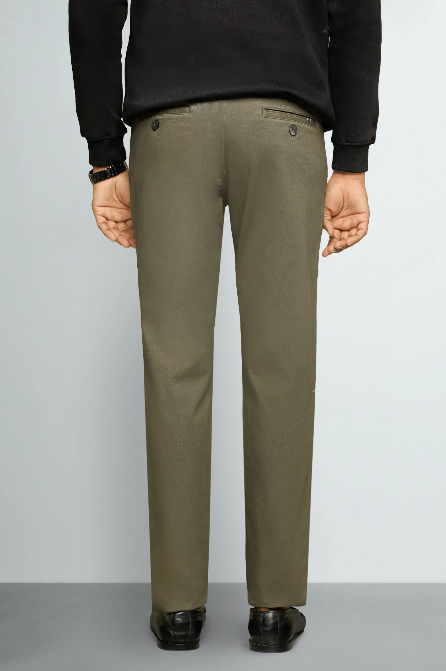 Dark Olive Smart Fit Cotton Chino - Image 3