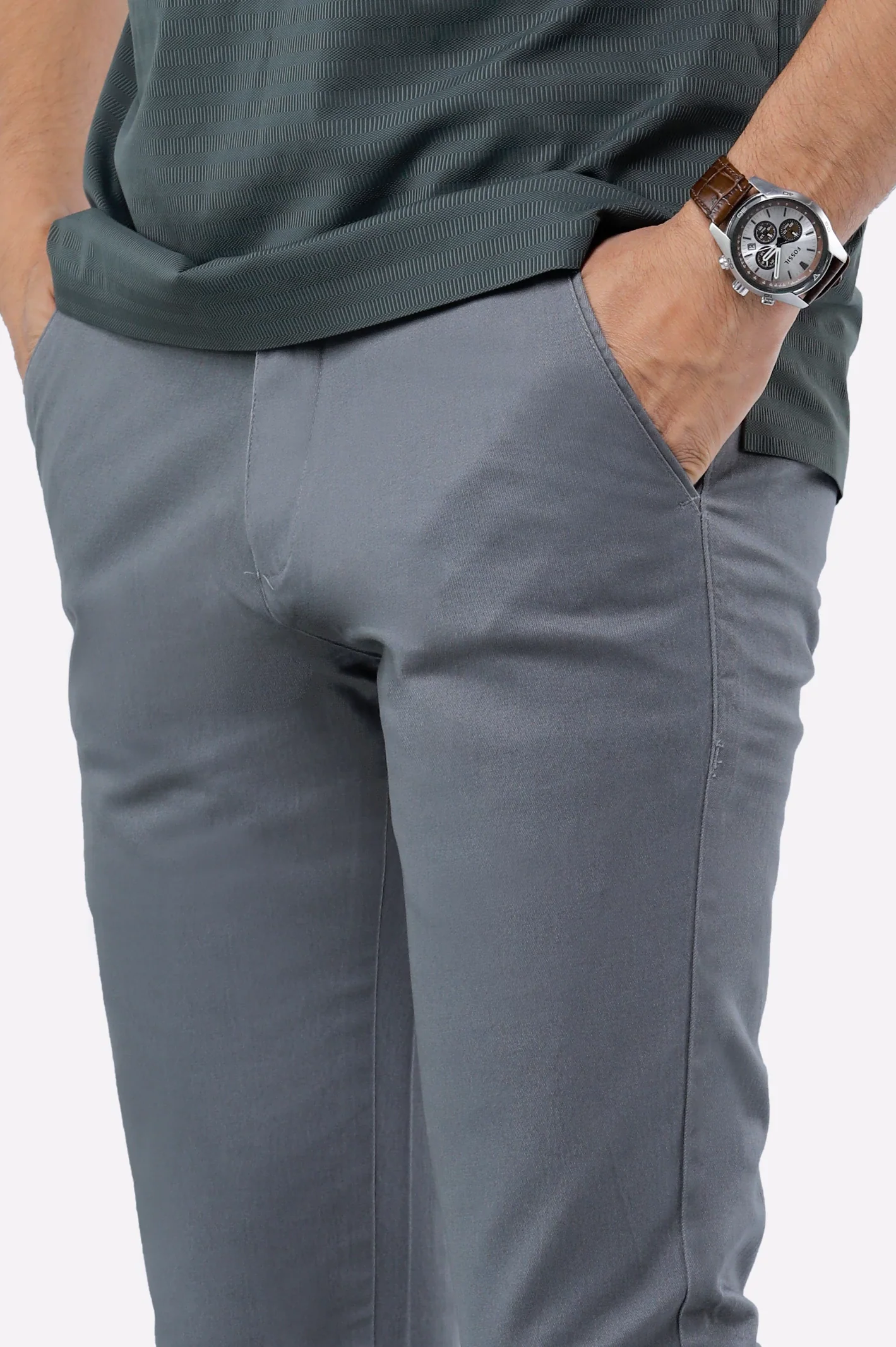 Dark Grey Smart Fit Cotton Chino - Image 2