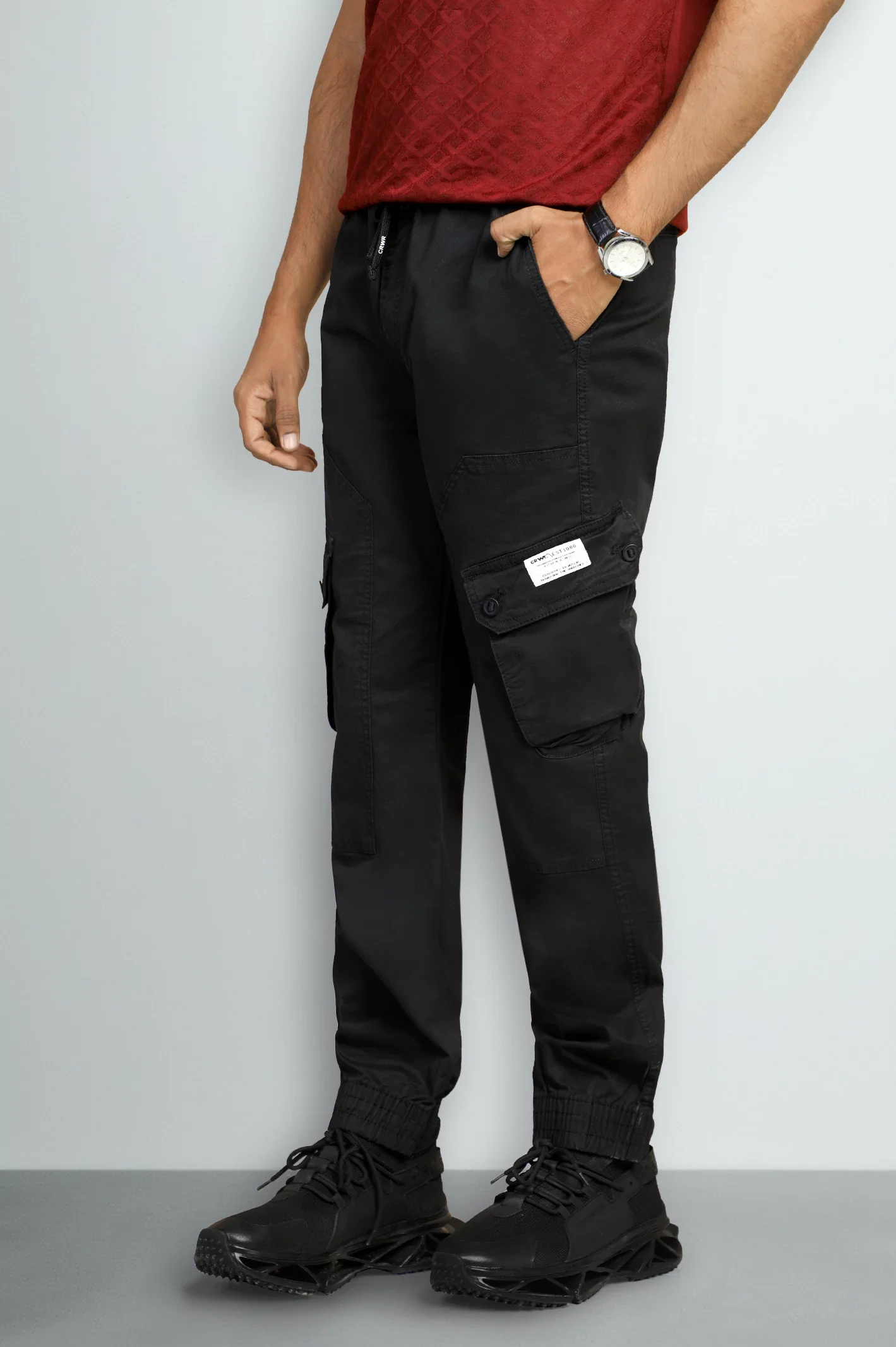 Black Smart Fit Cargo Pants - Image 3