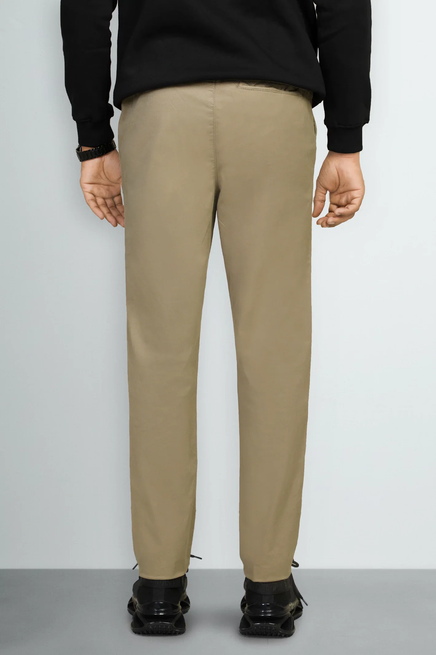 Beige Smart Fit Cotton Pants - Image 3