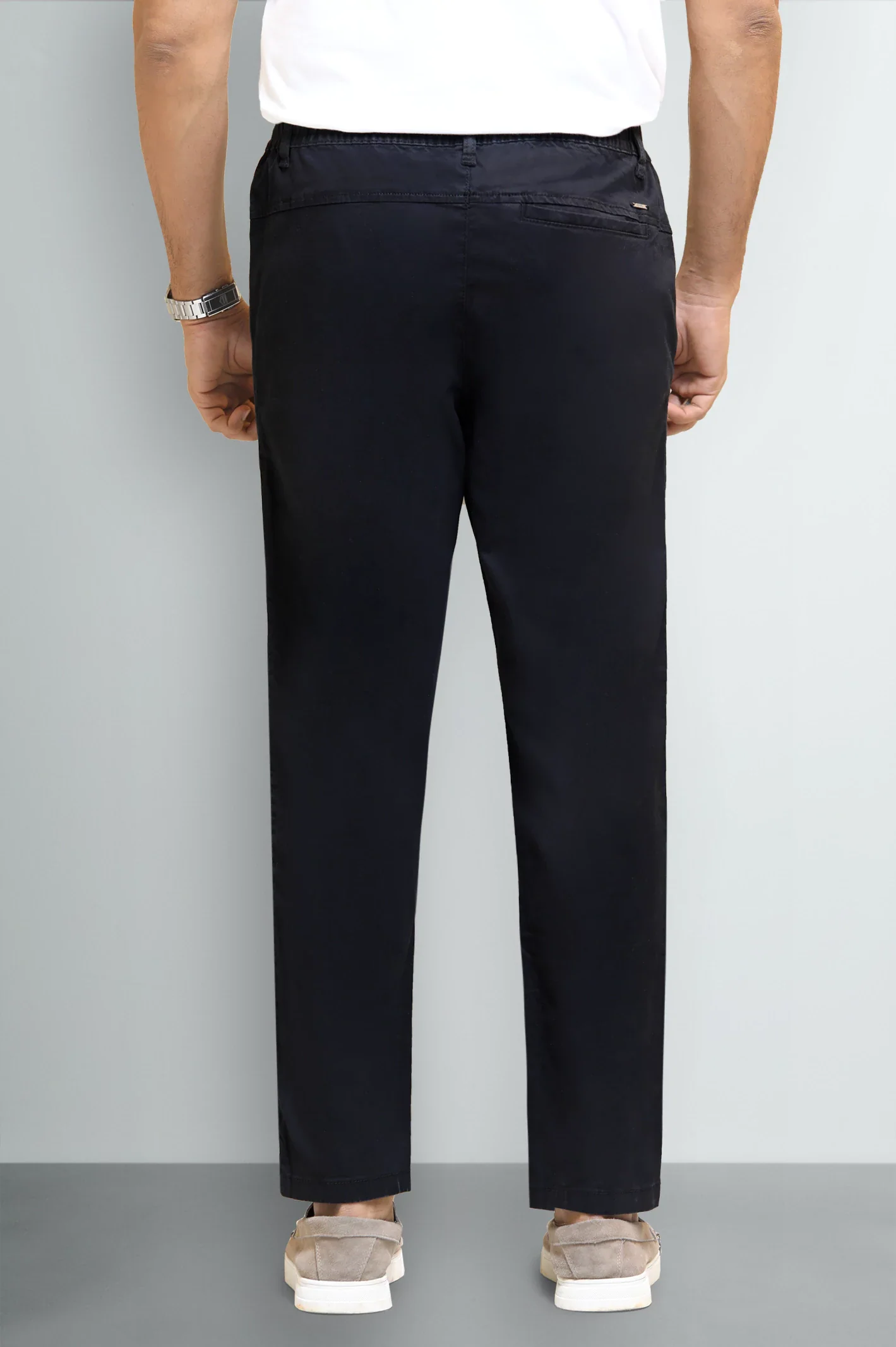 Black Smart Fit Cotton Pants - Image 3