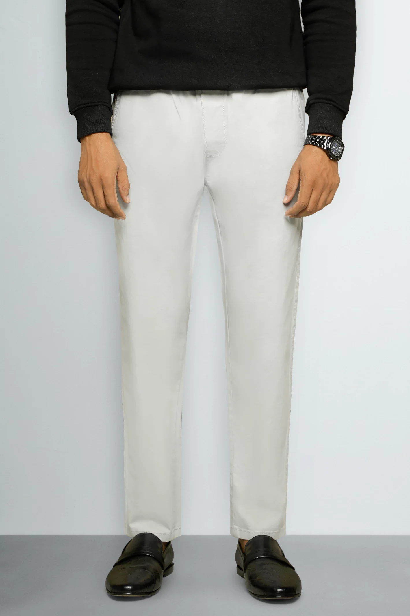 Light Grey Smart Fit Cotton Pants