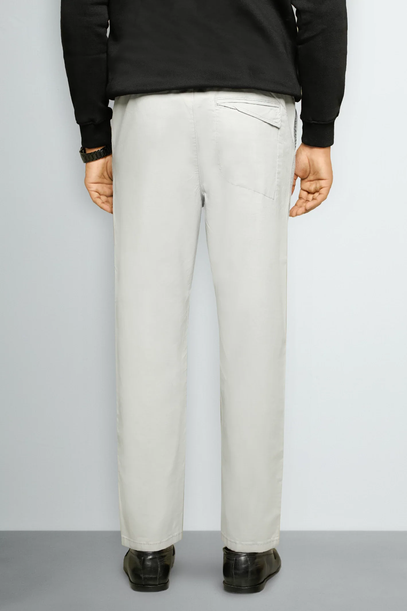 Light Grey Smart Fit Cotton Pants - Image 3