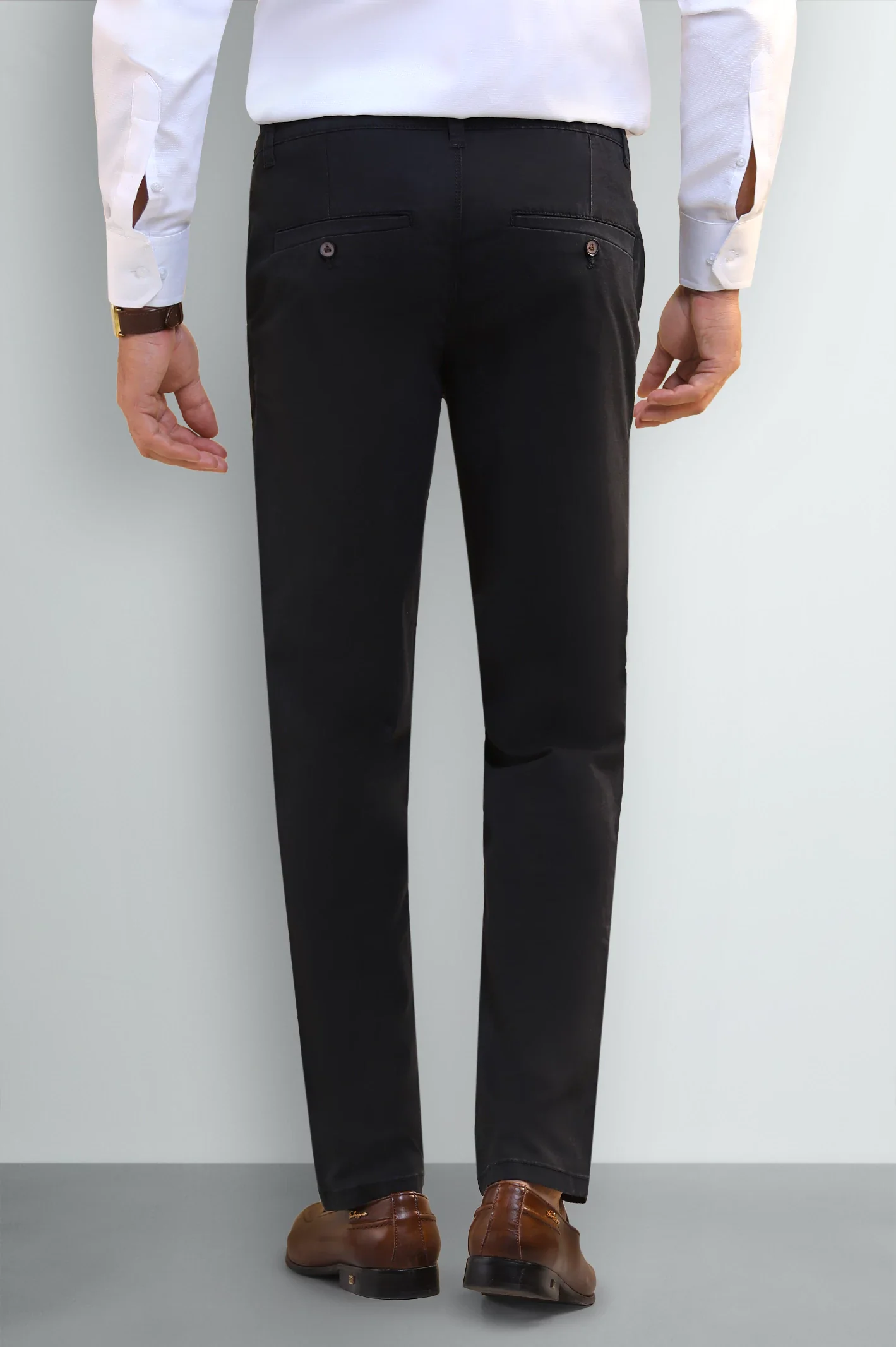 Black Smart Fit Cotton Pants - Image 3