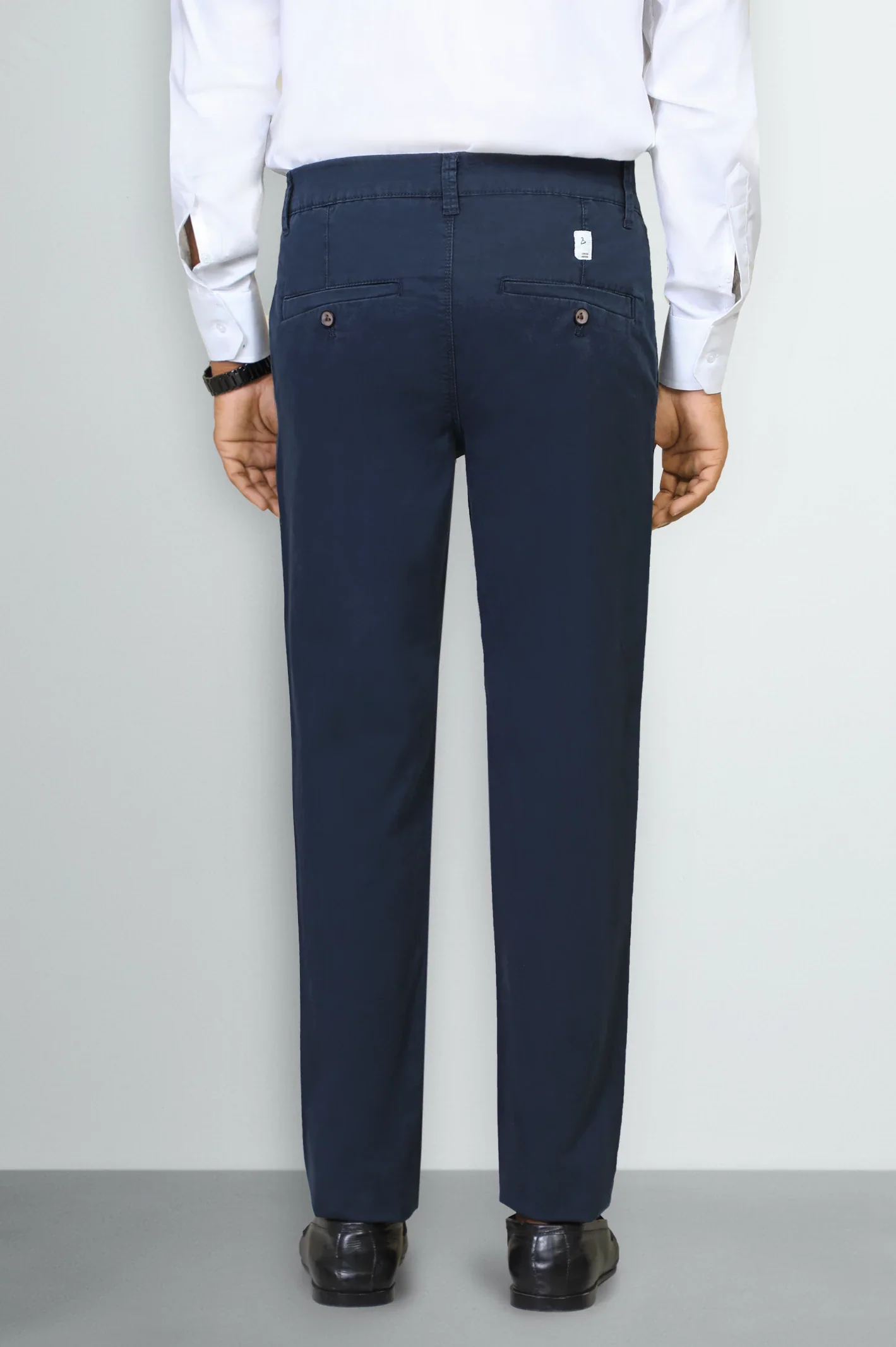 Navy Blue Smart Fit Cotton Pants - Image 3