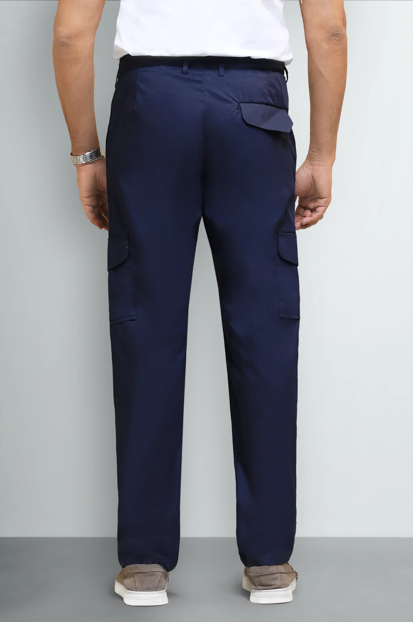 Navy Blue Smart Fit Cargo Pants - Image 3