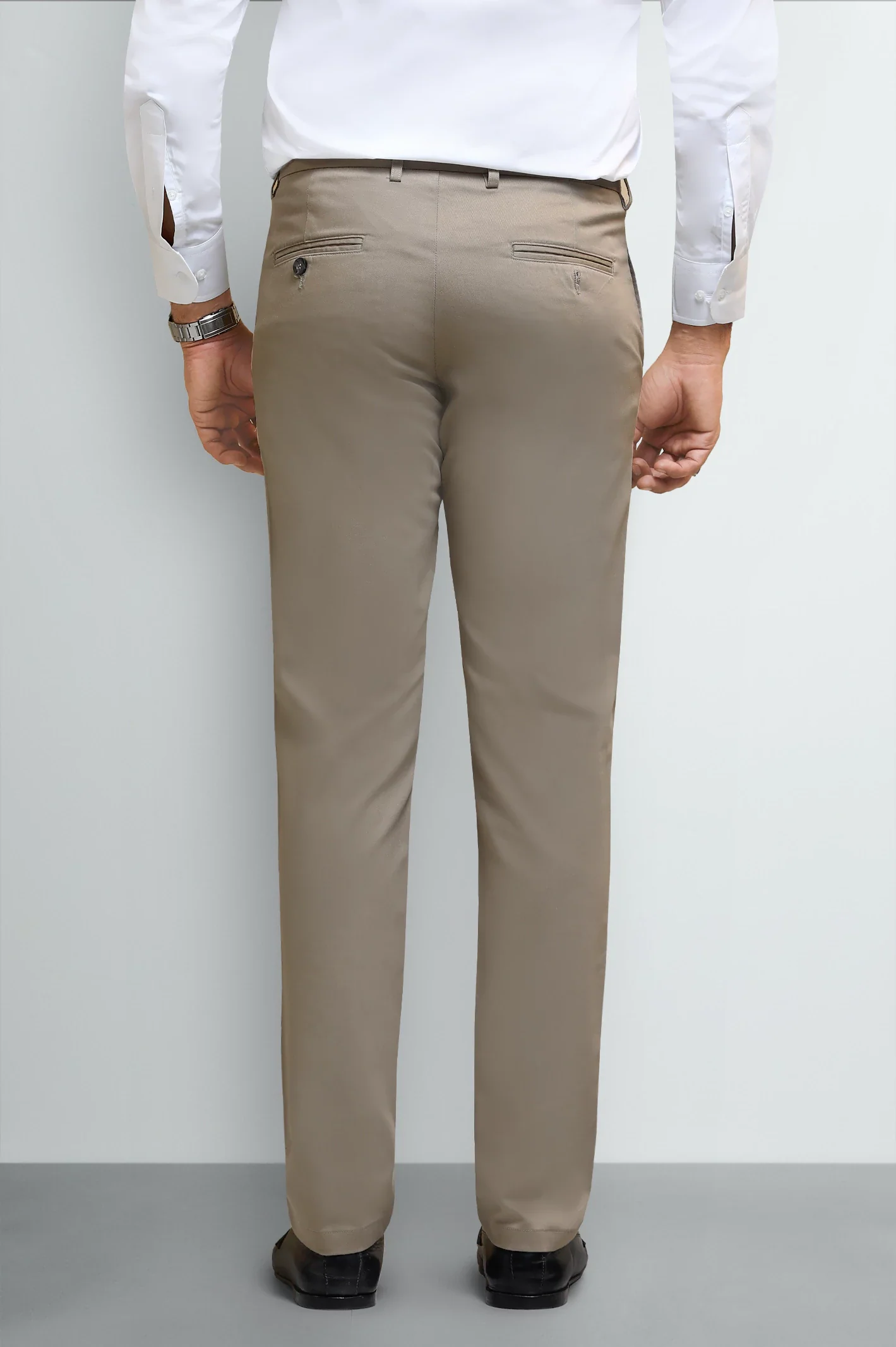 Beige Smart Fit Cotton Chinos - Image 3