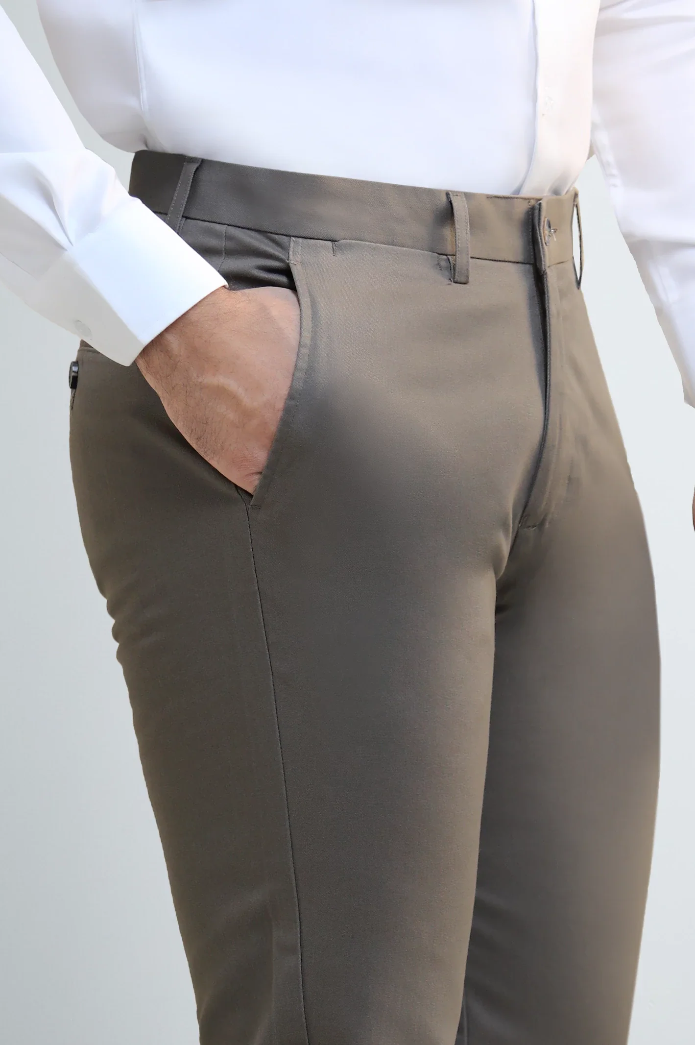 Medium Brown Smart Fit Cotton Chinos - Image 2