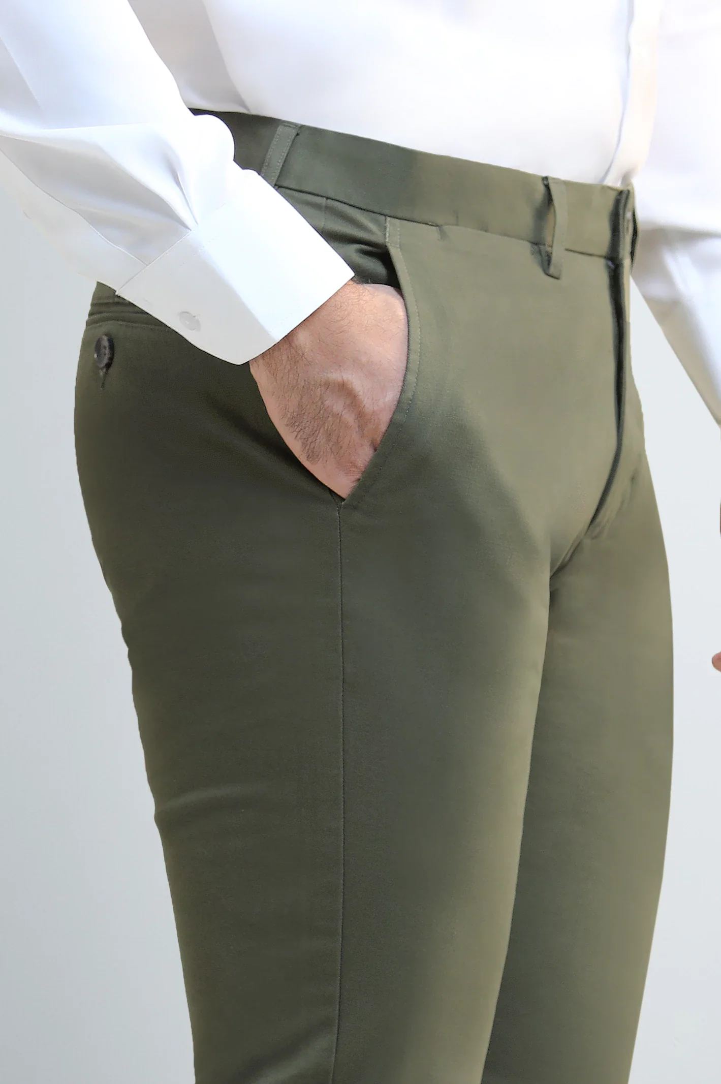 Olive Smart Fit Cotton Chinos - Image 2