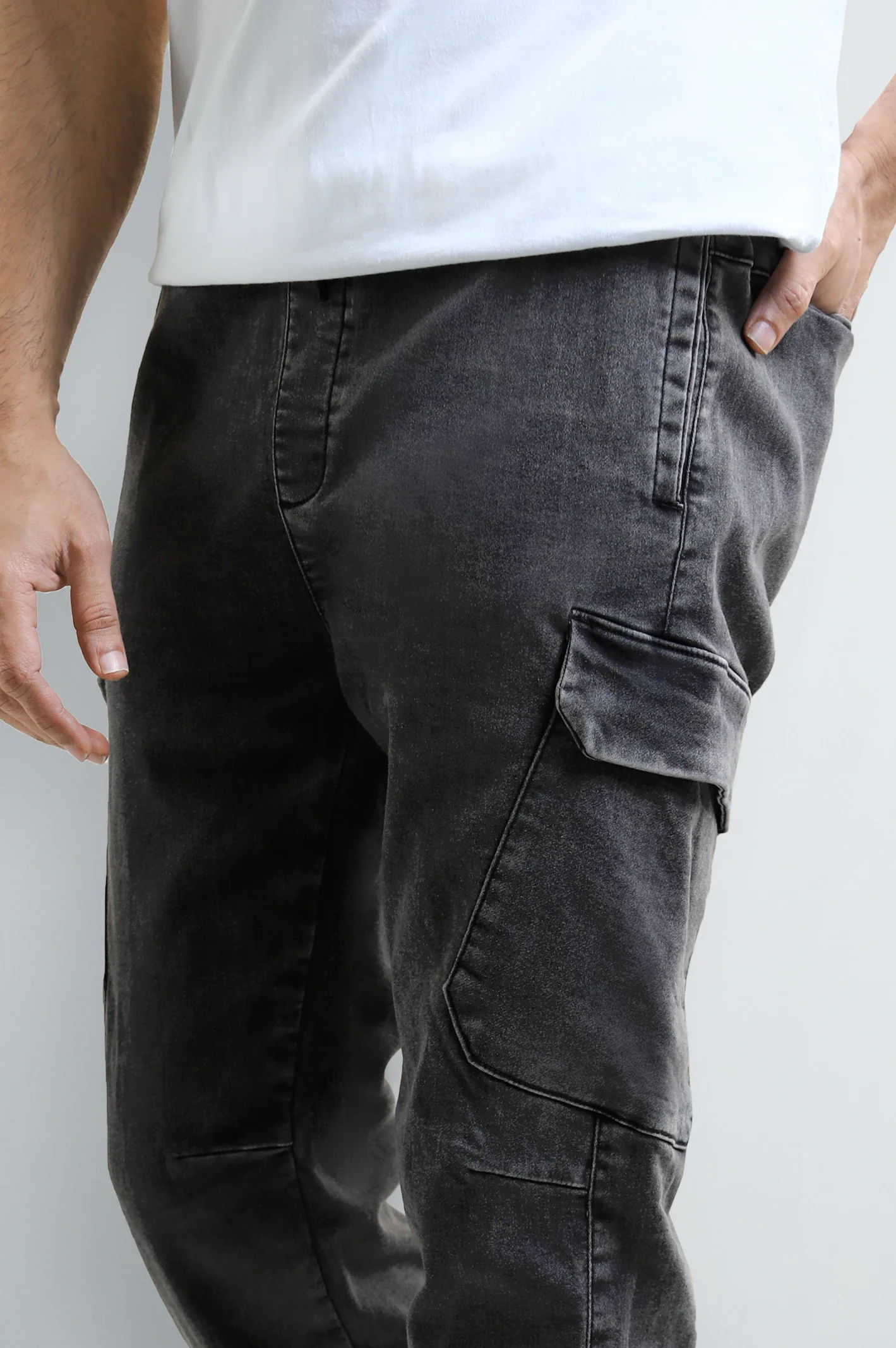 Charcoal Smart Fit Cargo Pants - Image 2