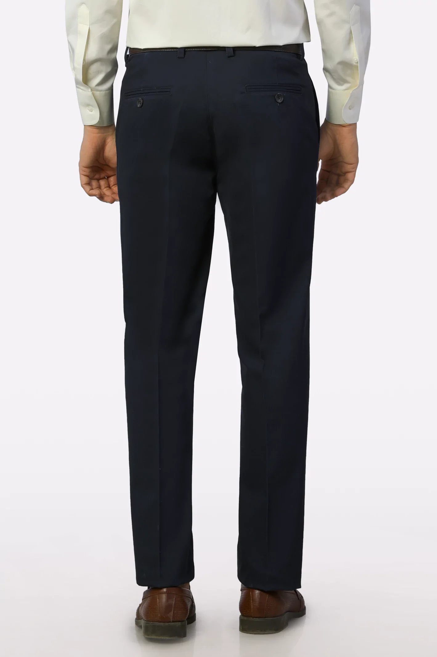 Navy Blue Regular Fit Cotton Trouser - Image 3