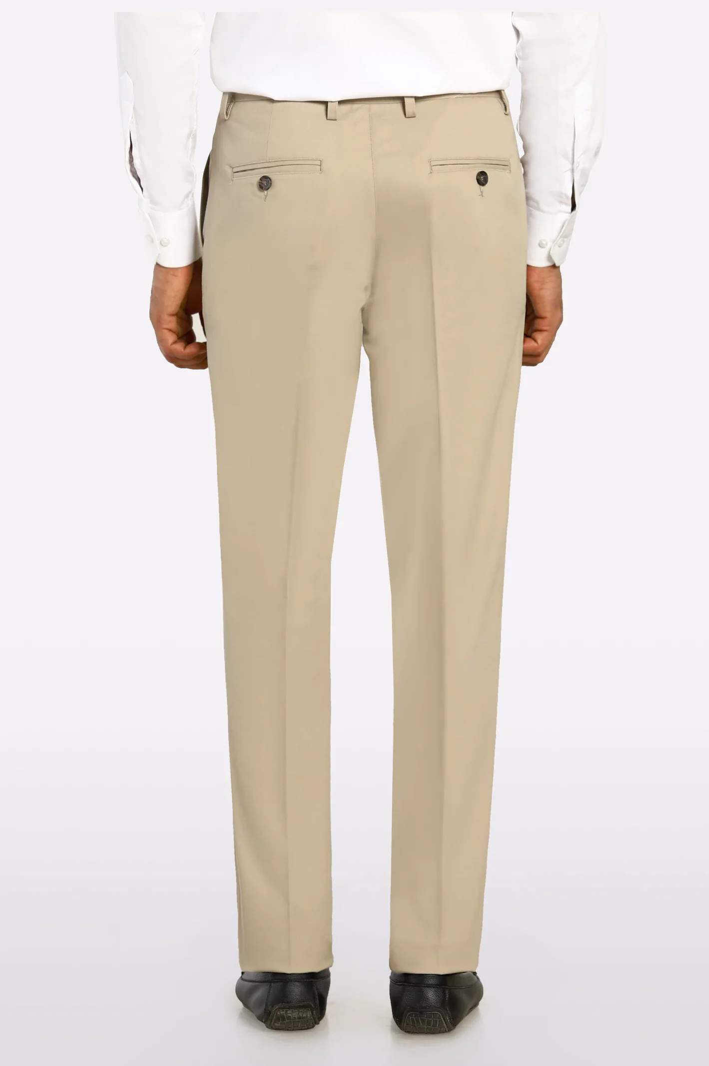 Beige Smart Fit Cotton Trouser - Image 3