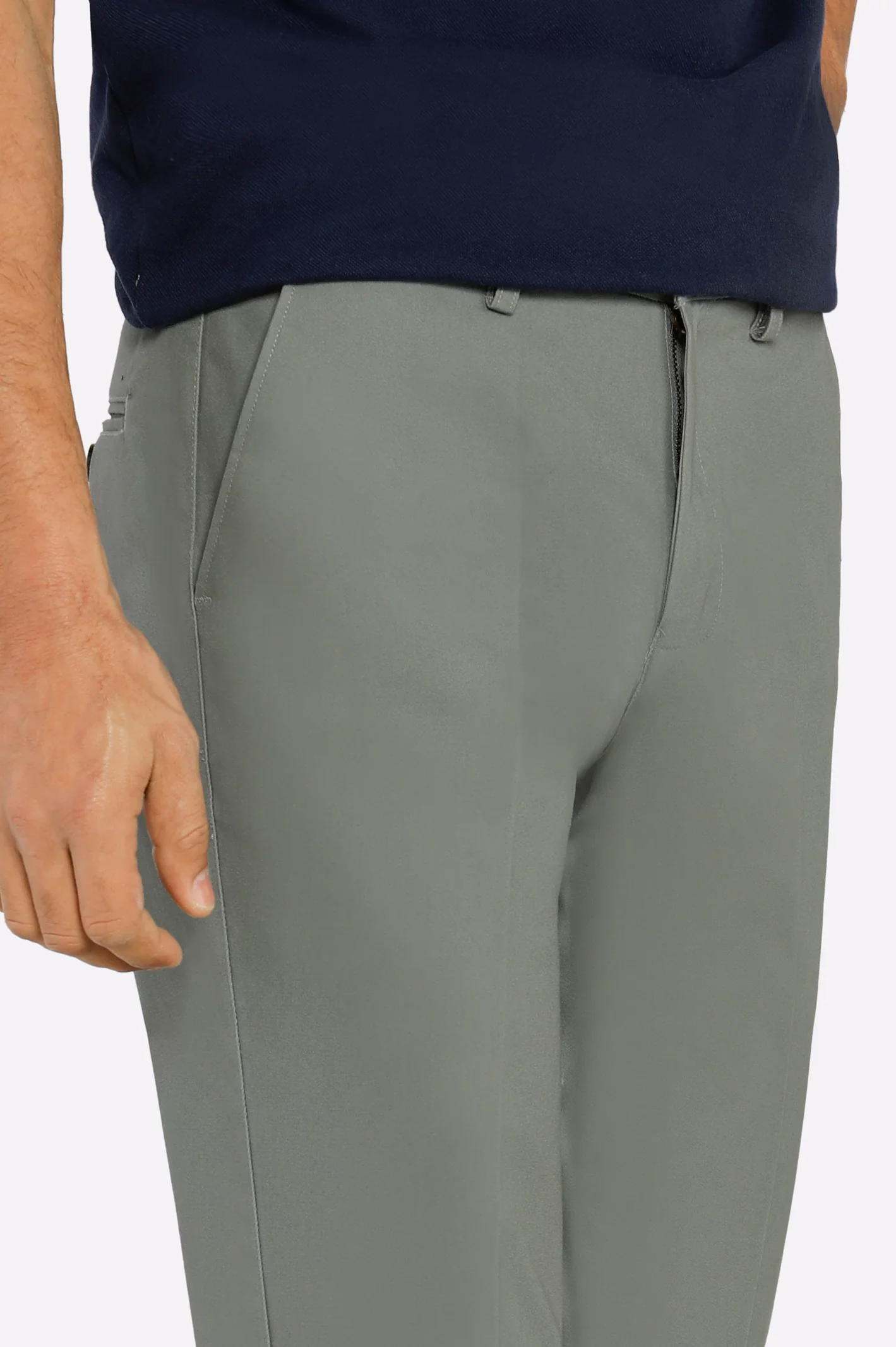 Charcoal Smart Fit Cotton Trouser - Image 2