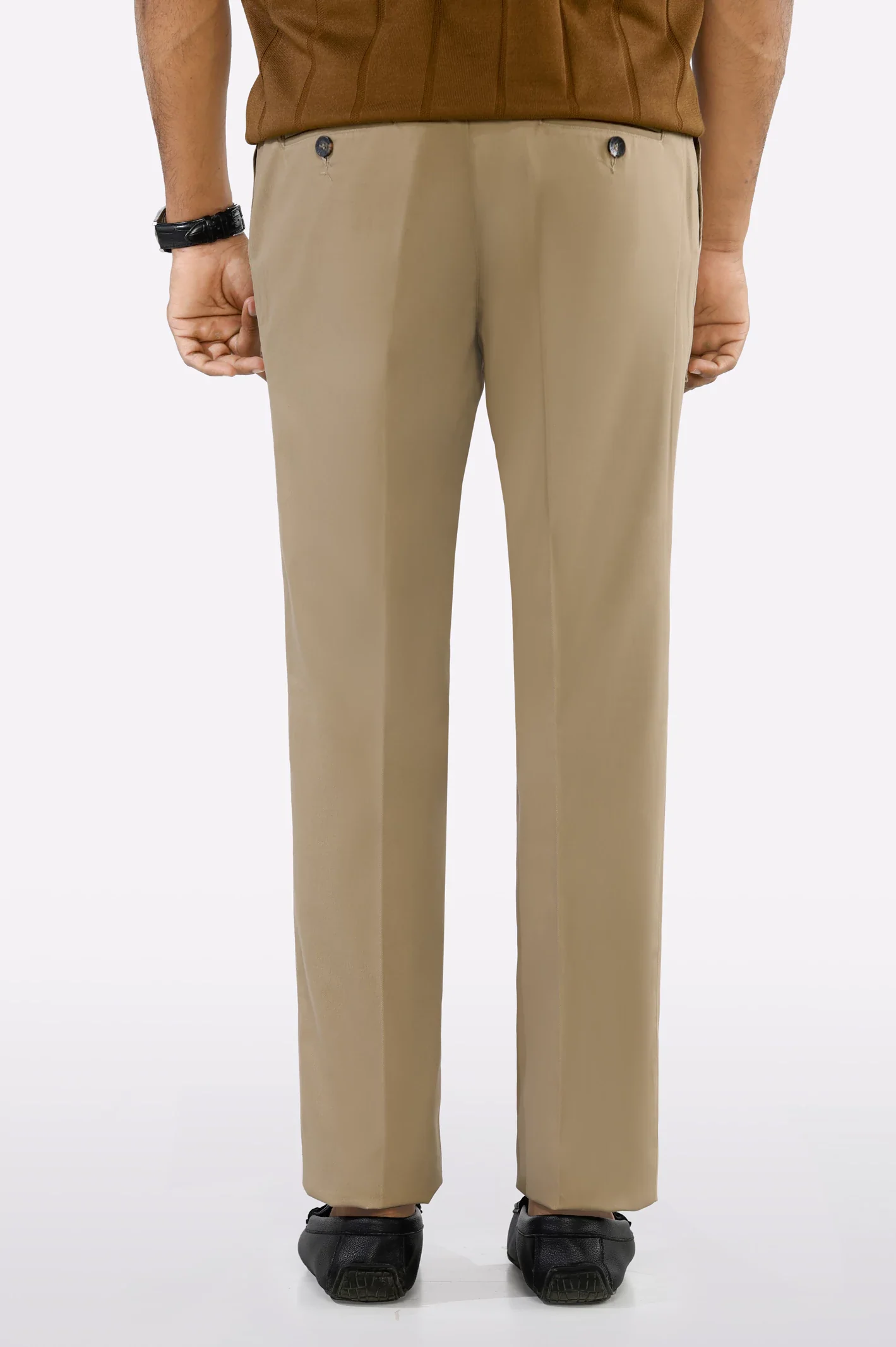 Khaki Smart Fit Cotton Trouser - Image 3
