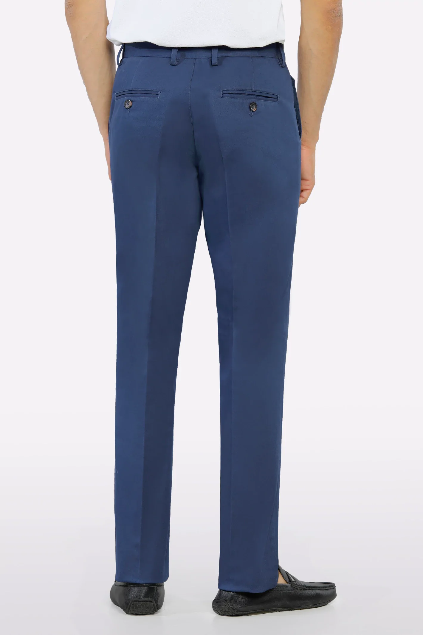 Navy Blue Smart Fit Cotton Trouser - Image 3