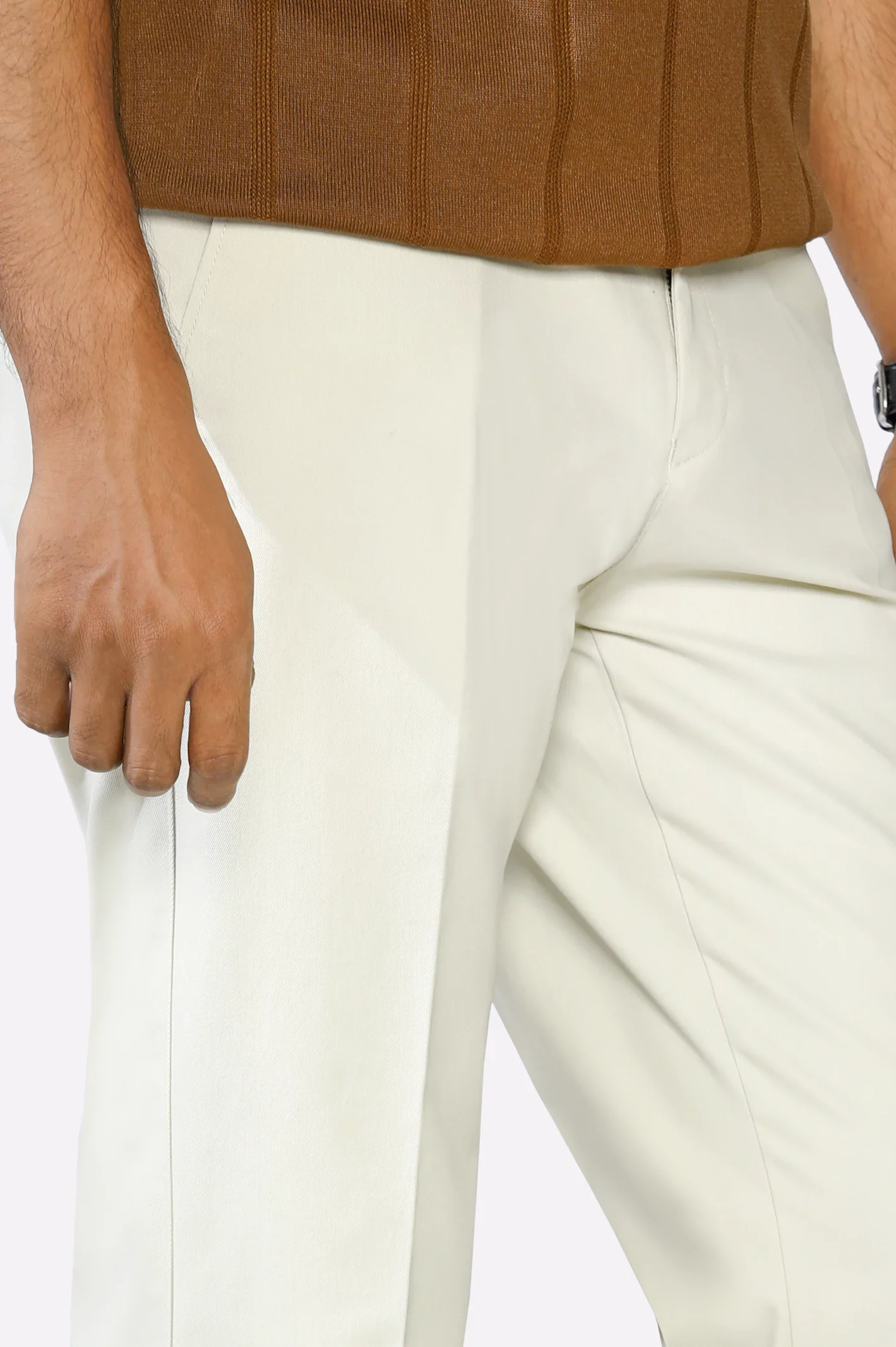 Off White Smart Fit Cotton Trouser - Image 2
