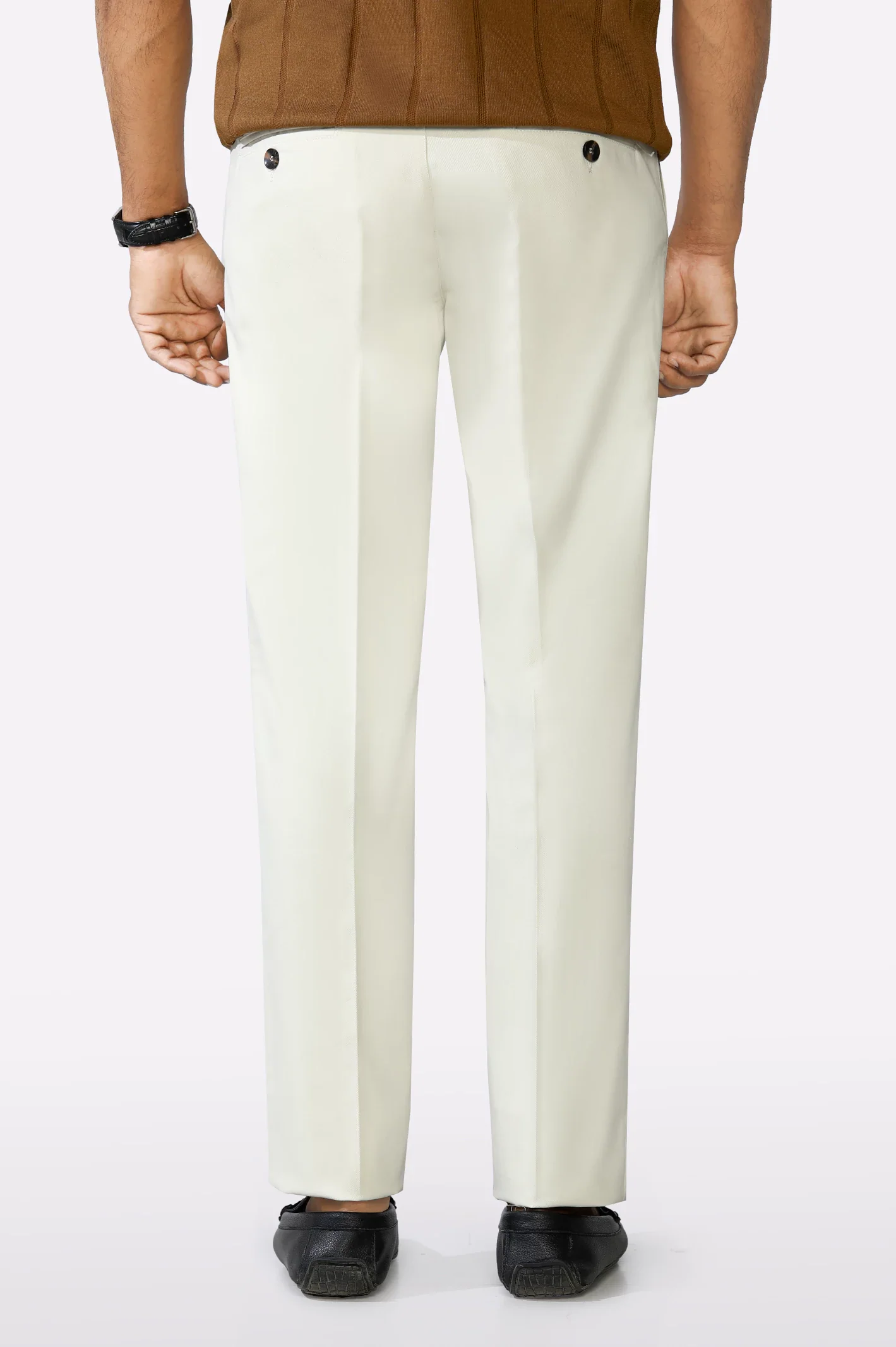 Off White Smart Fit Cotton Trouser - Image 3