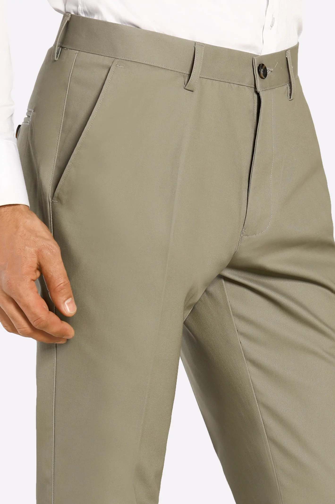 Sand Smart Fit Cotton Trouser - Image 2