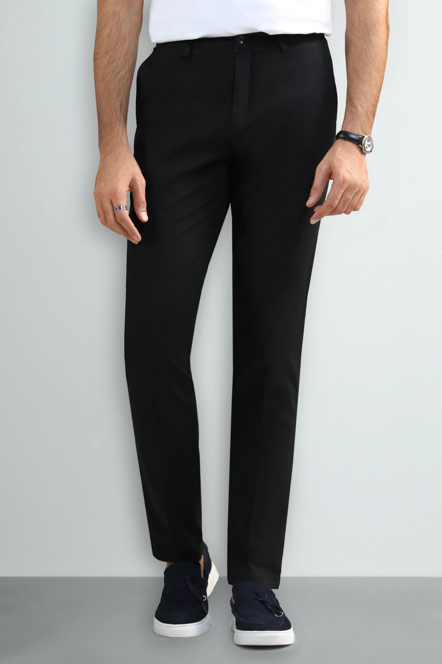 Black Smart Fit Cotton Trouser