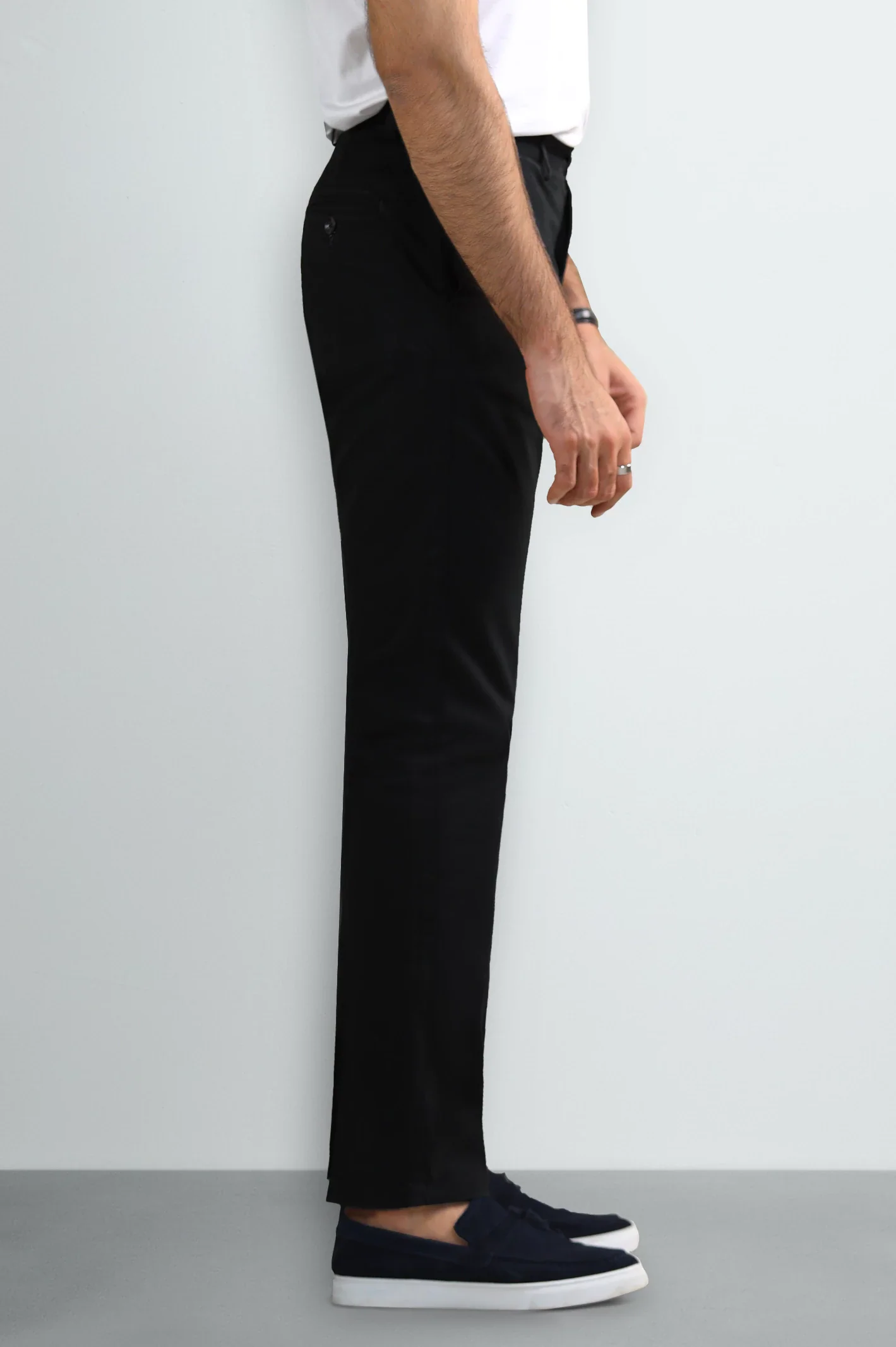 Black Smart Fit Cotton Trouser - Image 2