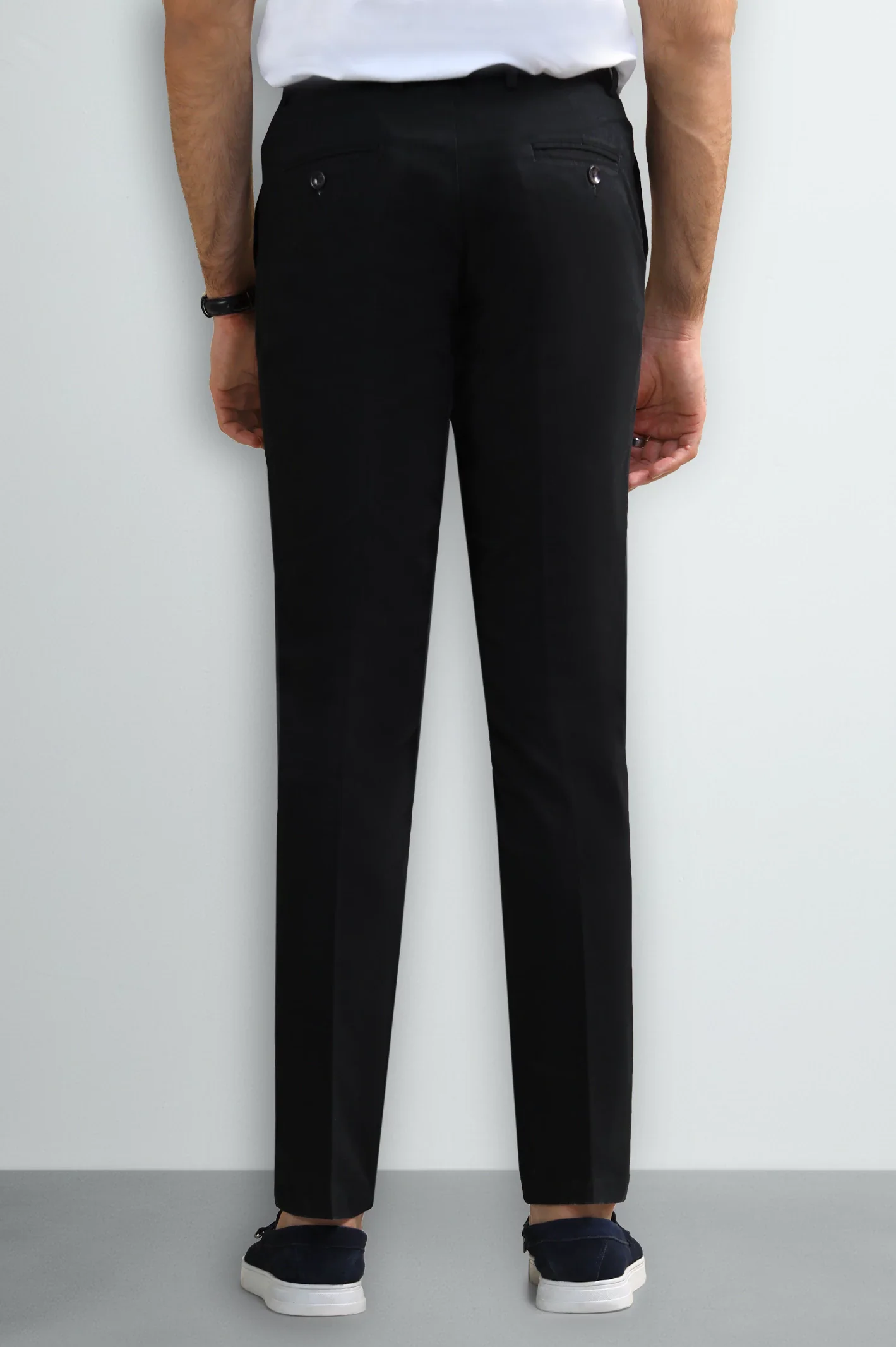 Black Smart Fit Cotton Trouser - Image 3