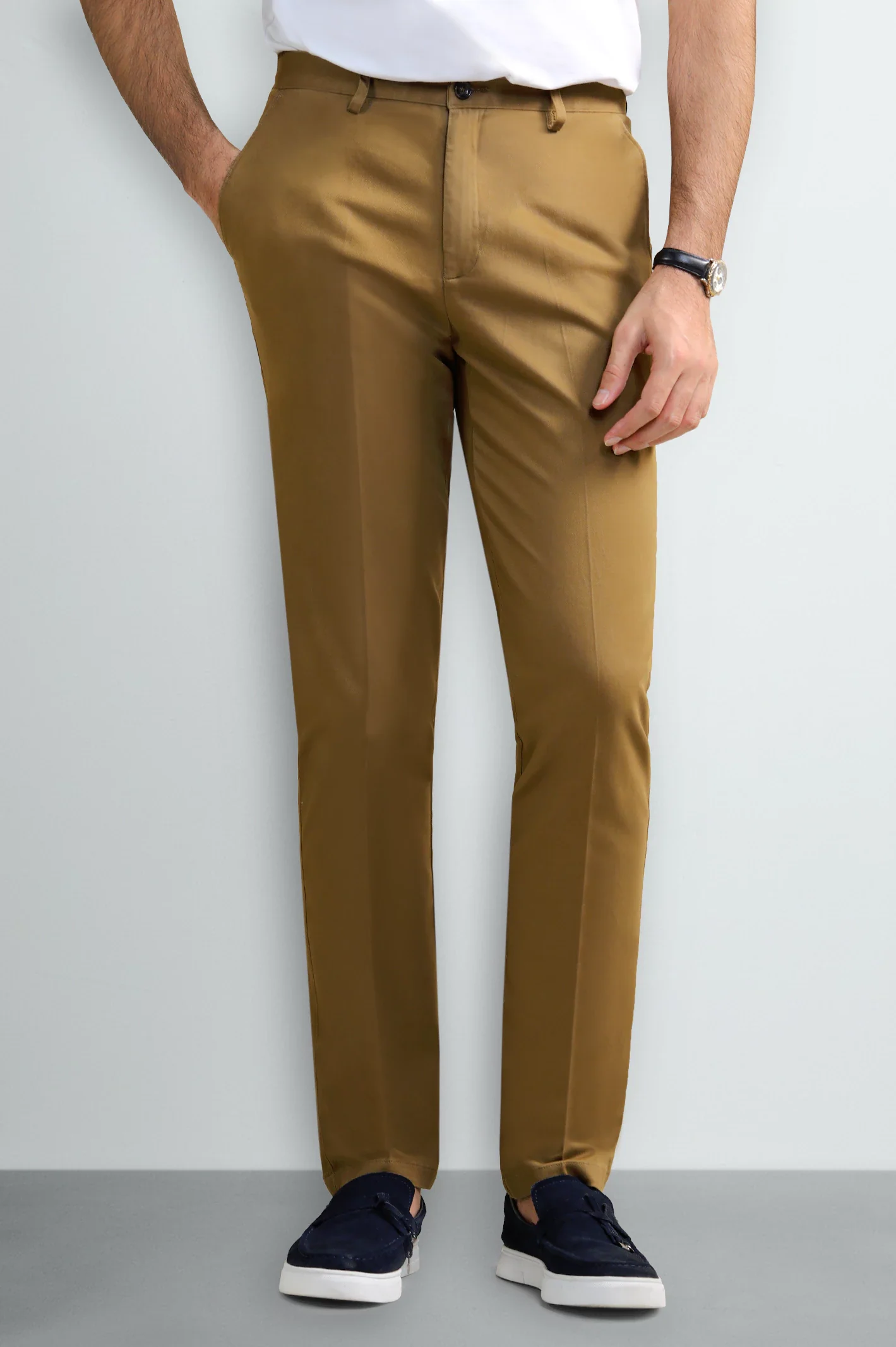 Camel Smart Fit Cotton Trouser