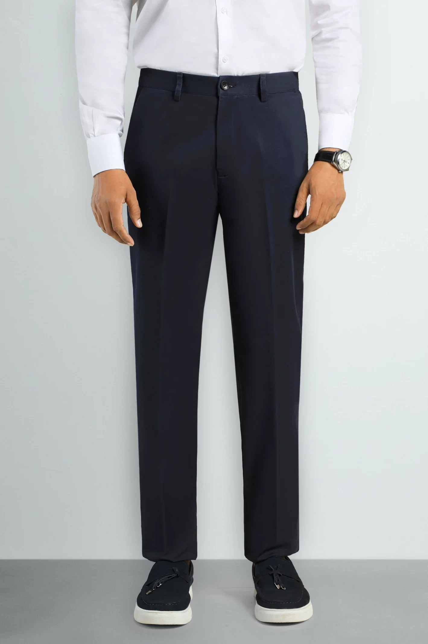 Navy Blue Smart Fit Cotton Trouser